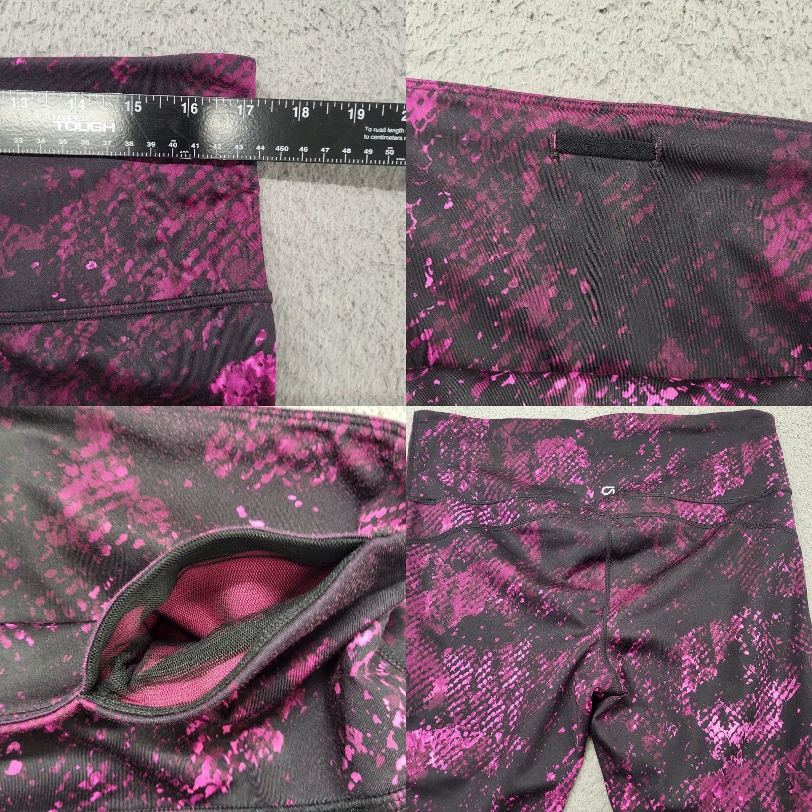 Gap GapFit Leggings Women's XL Black Pink Snakeskin Print Ankle Athletic Activewear Size 40" / US 18 - 8 Thumbnail
