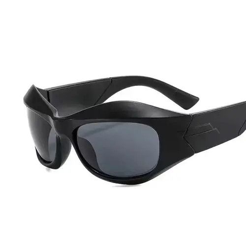 Designer Wrap Around Sunglasses Thick Frame Y2K Sunglasses Punk Hip H Size ONE SIZE - 2 Thumbnail