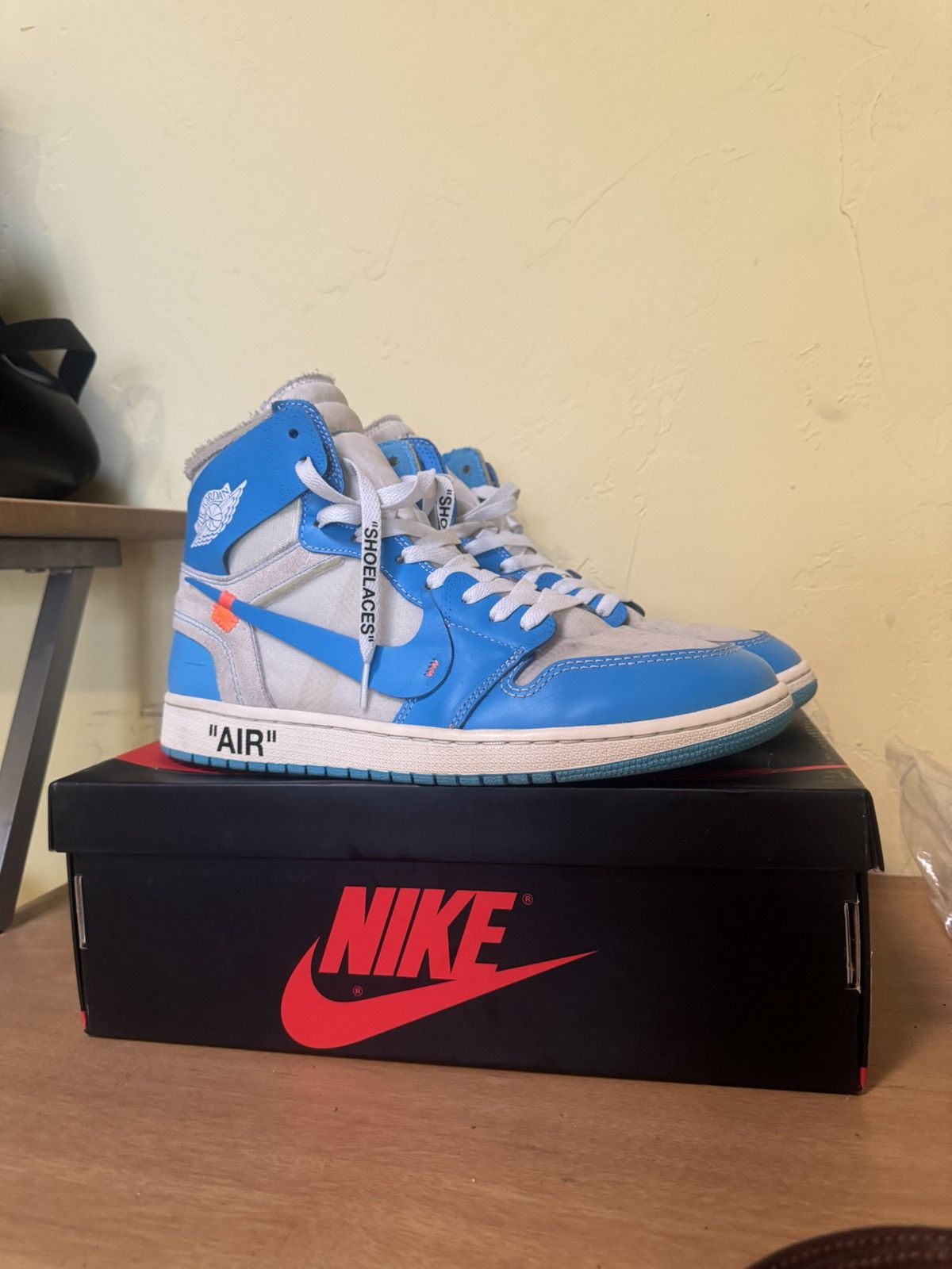 Pre-owned Nike X Off White Nike Jordan 1 Unc Blue Shoes