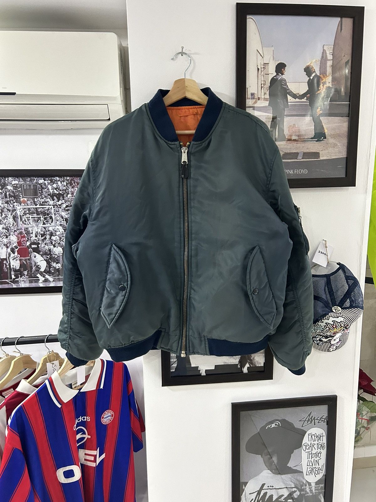 image of 80's Alpha Industries Reversible Bomber Jacket in Forest Green, Men's (Size Large)
