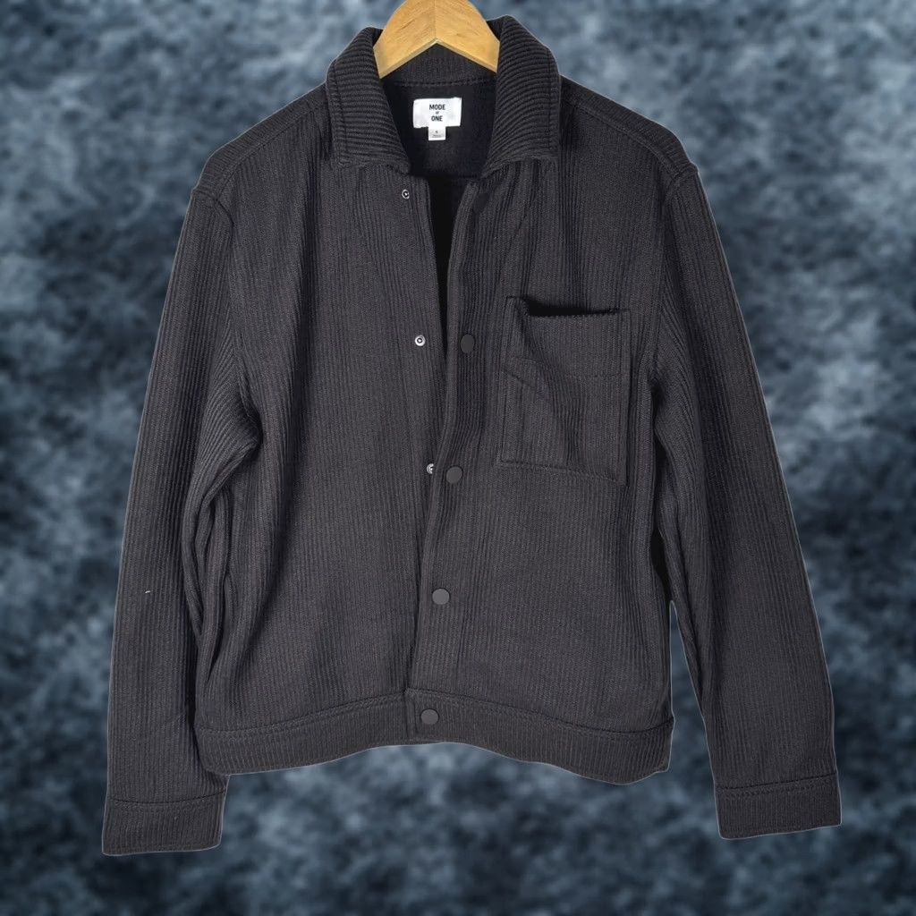 Vintage Mode of One Jacket Mens S Gray Knit Trucker Jet Grey Ribbed Snap Front 100194421MN Size US S / EU 44-46 / 1 - 1 Thumbnail
