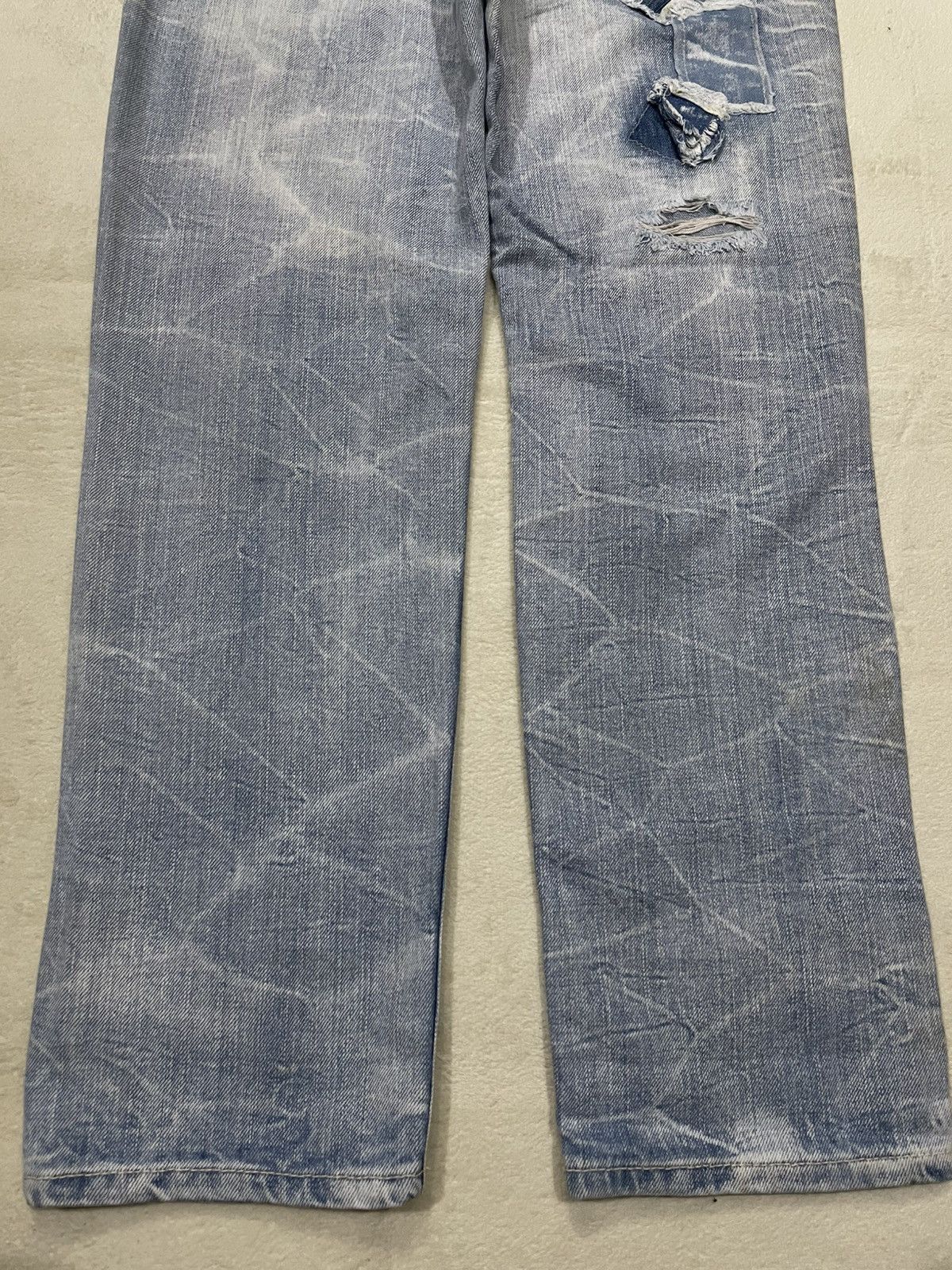 Japanese Brand Vintage Sky Bomber faded distress riped denim jeans Size US 30 / EU 46 - 15 Thumbnail