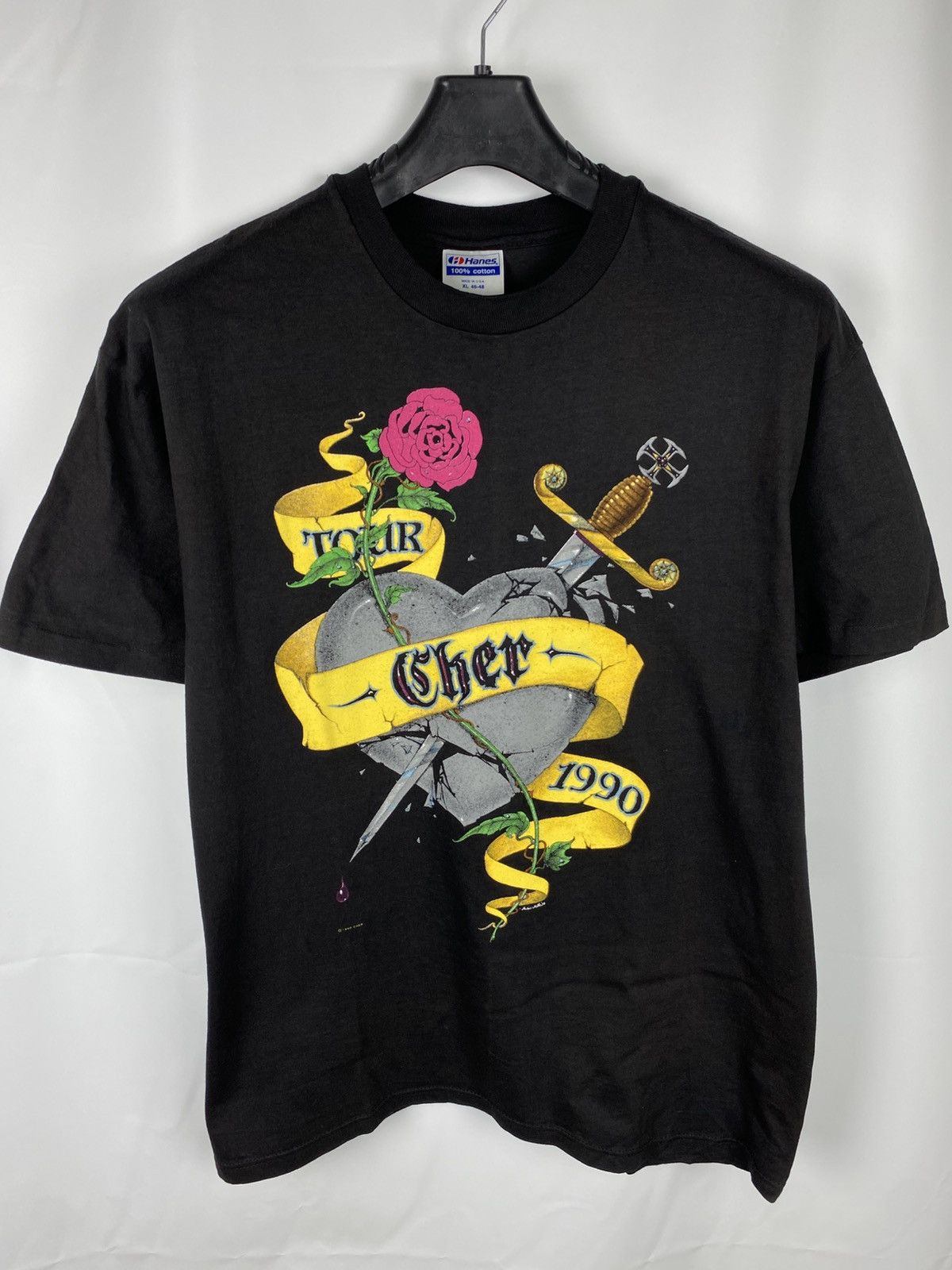 Vintage 1990 Cher Heart Of Stone Tour Tee size XL made in US