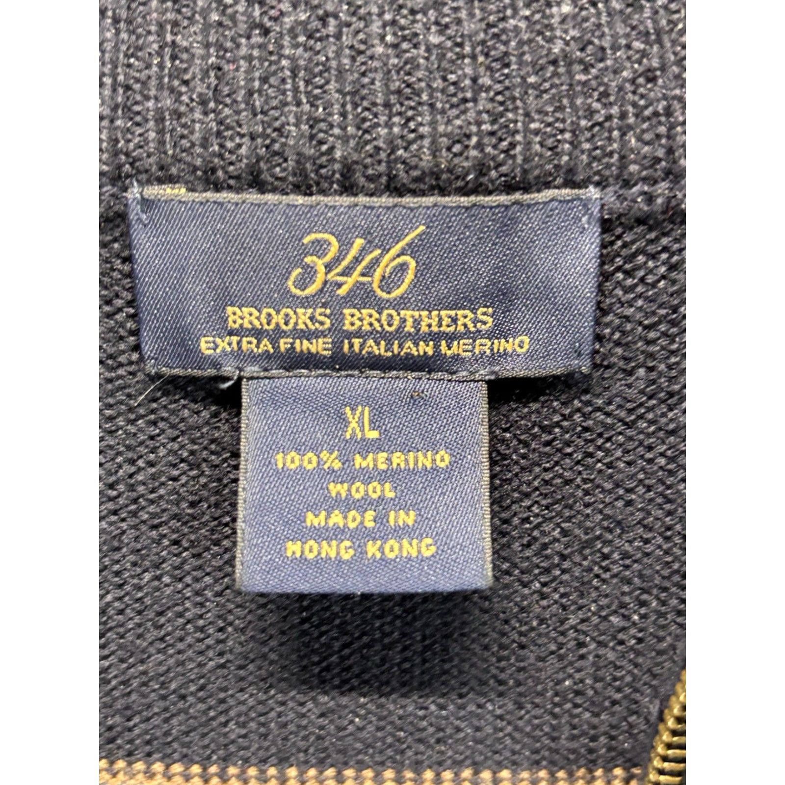 Brooks Brothers VINTAGE Brooks Brothers Merino Wool Knit Sweater Mens XL Navy Striped 1/4 Zip Mock Neck Pullover Knit Classic Preppy 100% Wool Size US XL / EU 56 / 4 - 5 Thumbnail