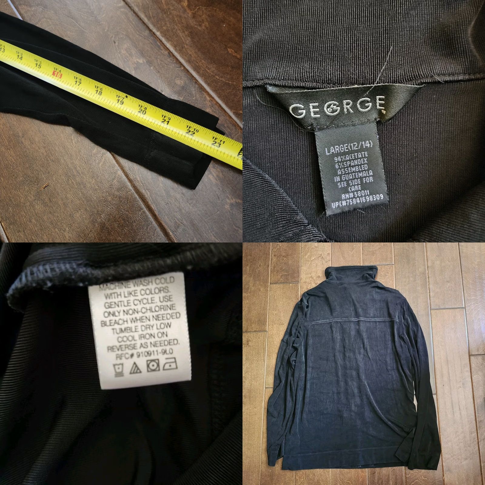 George George Men's Black Long Sleeve Front Pocket Button-Up Shirt L Size US L / EU 52-54 / 3 - 9 Thumbnail
