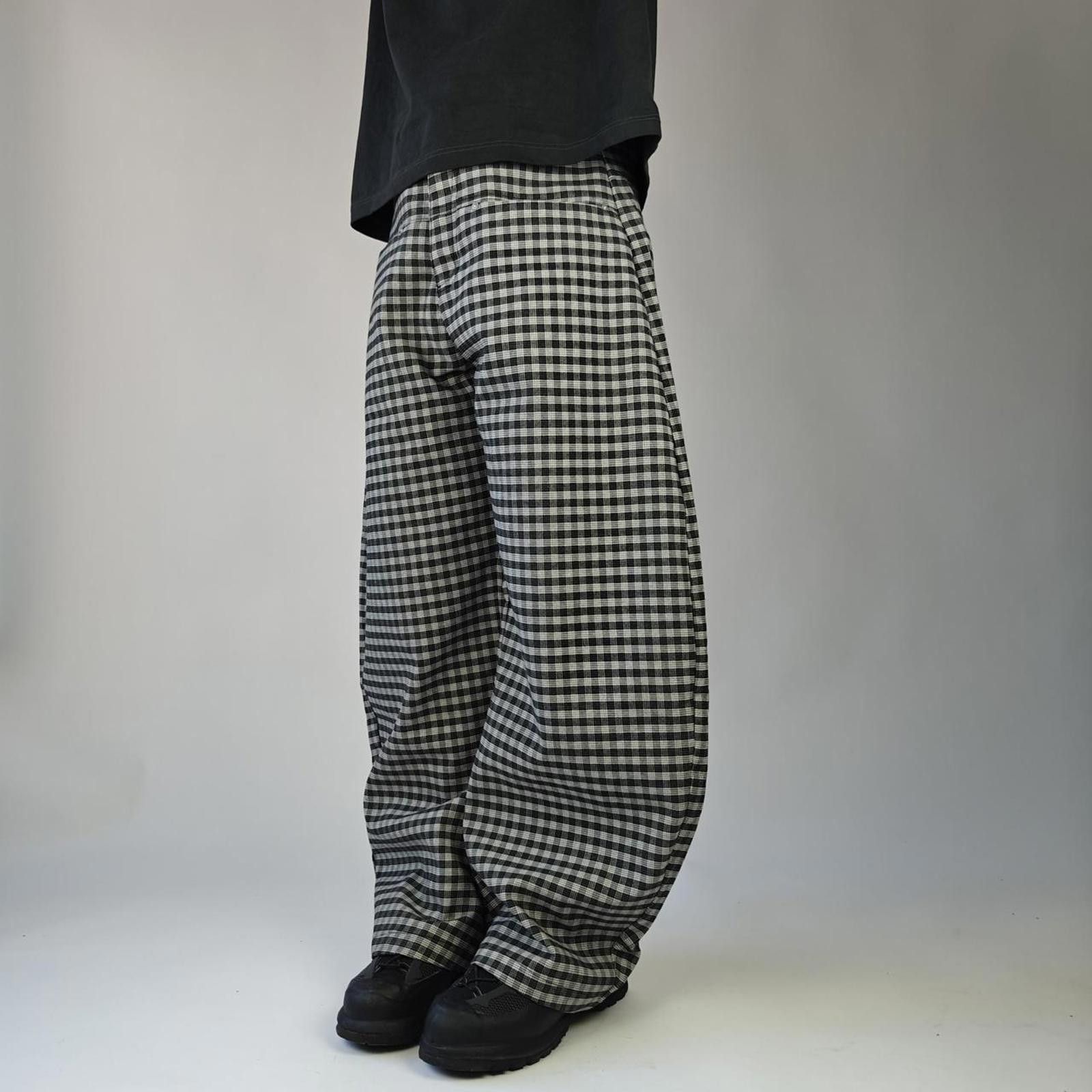 Other Chequered Curved Ultra Wide Trousers Size US 33 - 2 Thumbnail