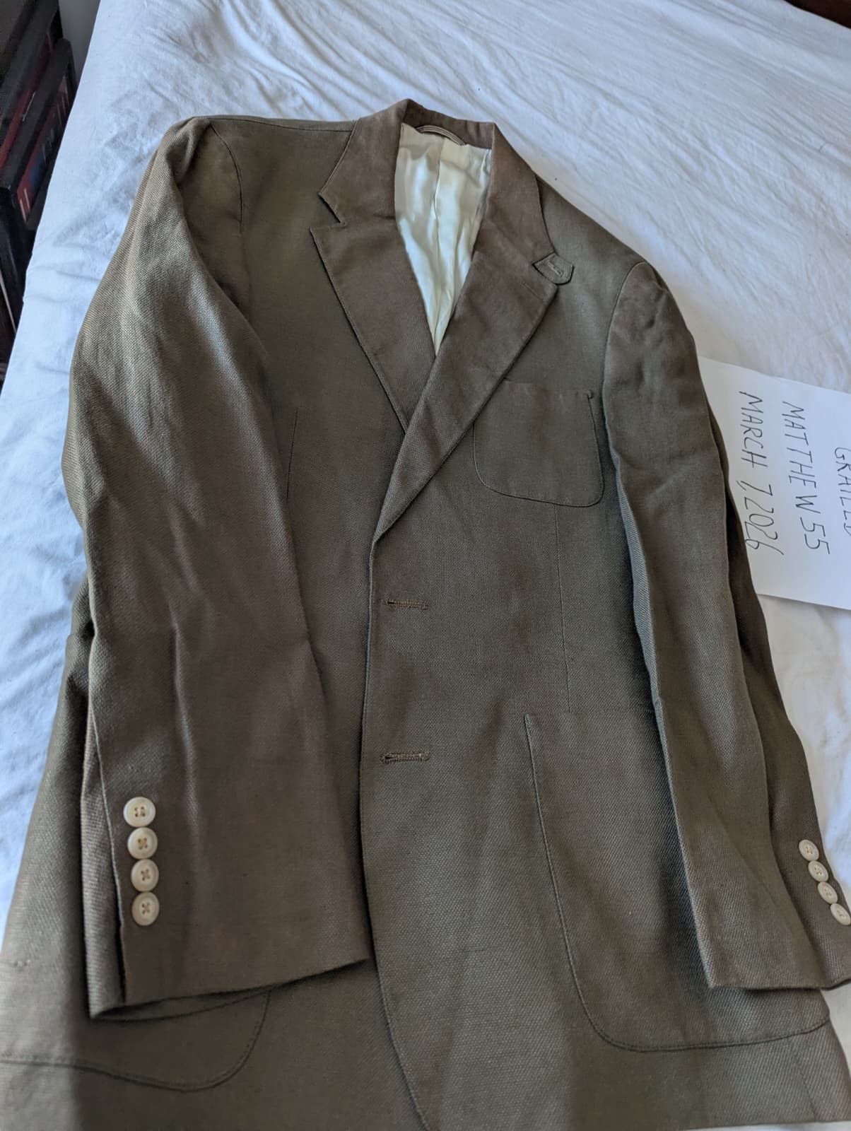 Other Vintage dark green Linen Jacket by Keaton Chase Size 44L - 1 Thumbnail