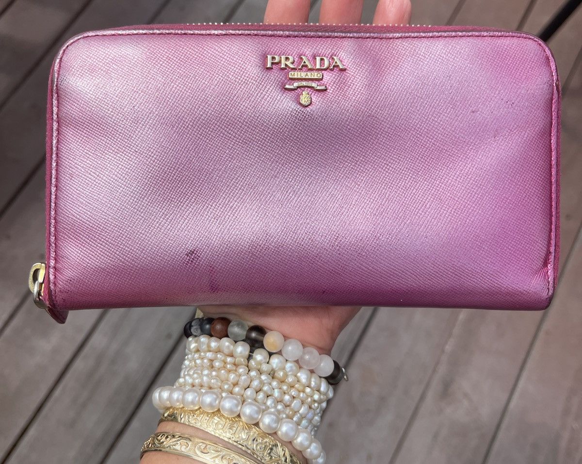 Prada **SOLD**Prada Pearlescent Pink Saffiano Leather Zip Wallet Size ONE SIZE - 2 Thumbnail