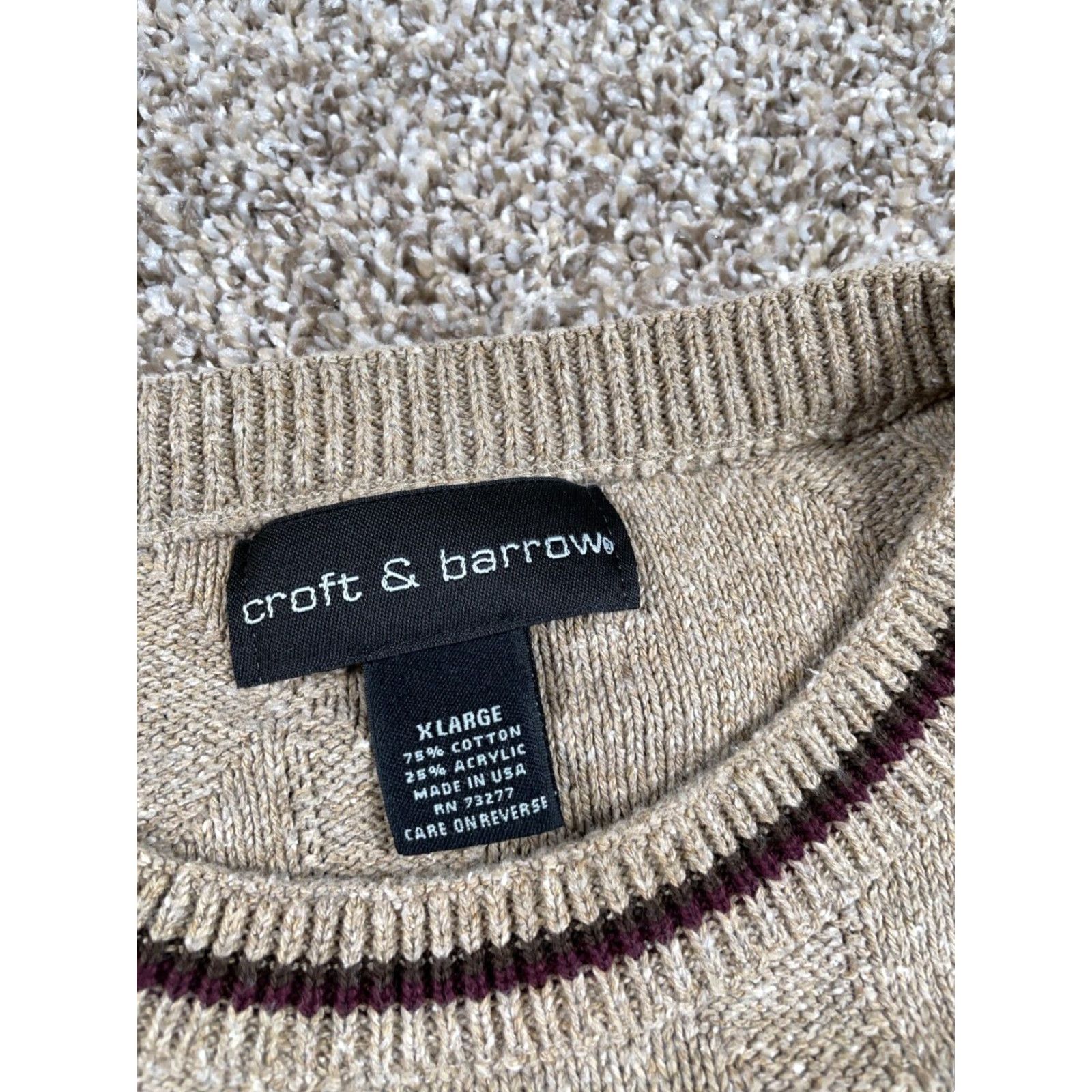 Vintage VINTAGE Golf Sweater Shirt Adult XL Beige Embroidered Front | Croft & Barrow USA Made Heavyweight Knit Pullover Mens Size US XL / EU 56 / 4 - 4 Thumbnail