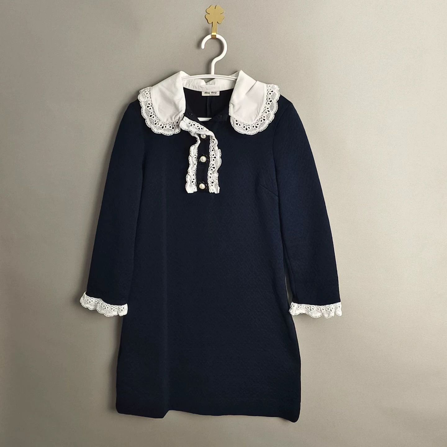 Miu Miu MIUMIU navy lace princess collar dress XS Size XS / US 0-2 / IT 36-38 - 1 Thumbnail