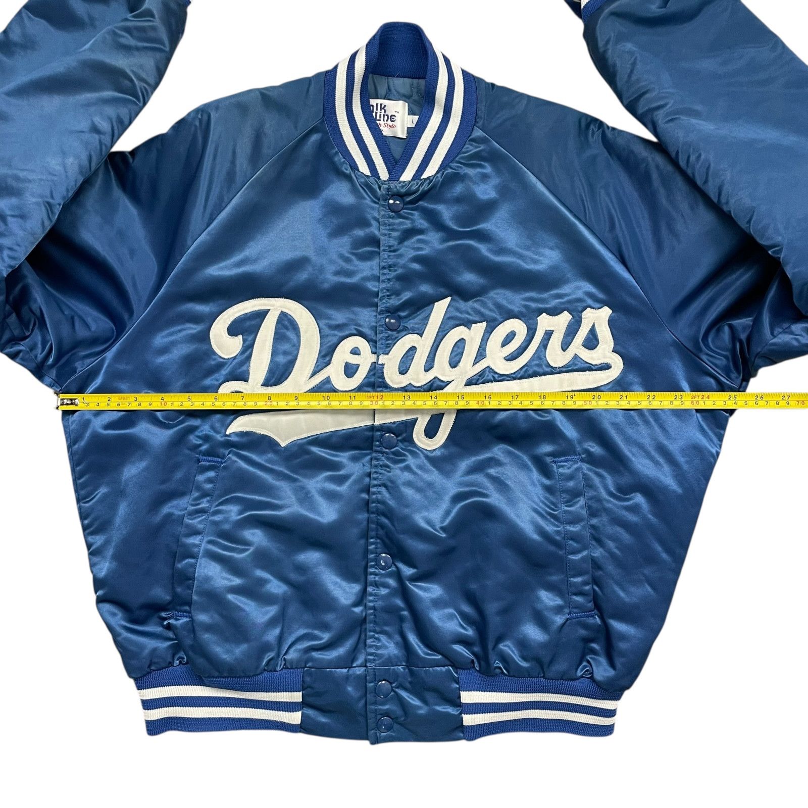 MLB VTG 90s LOS ANGELES DODGERS CHALK LINE SATIN BOMBER JACKET Size US L / EU 52-54 / 3 - 9 Thumbnail