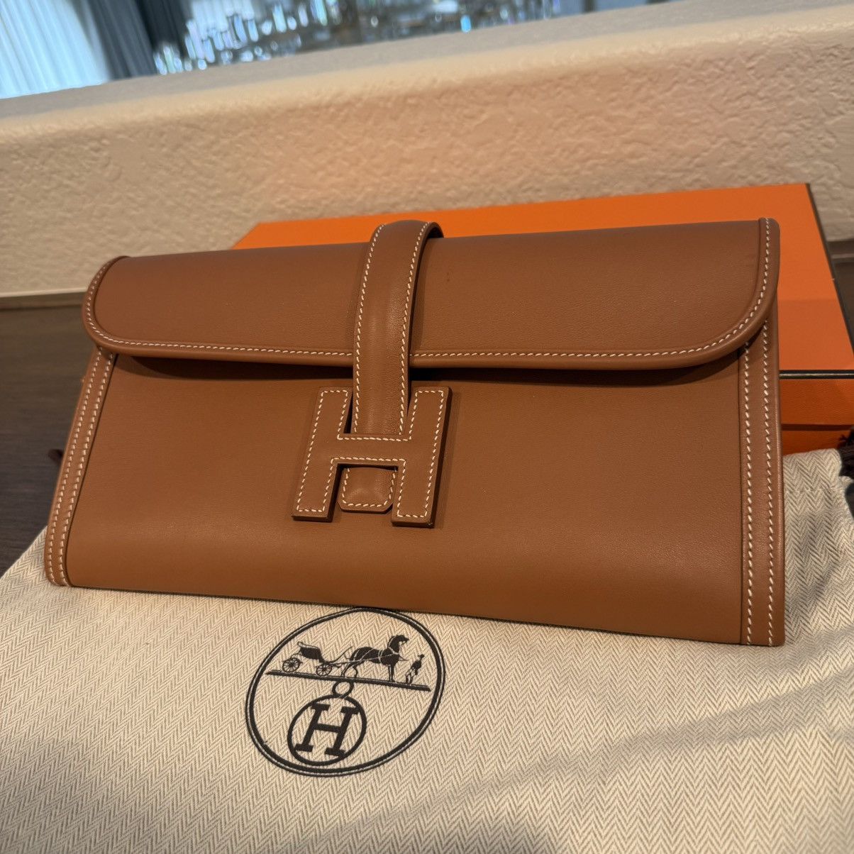 Hermes Hermes Jige Elan 29 Gold Clutch Bag Swift Calfskin Leather Size ONE SIZE - 3 Thumbnail