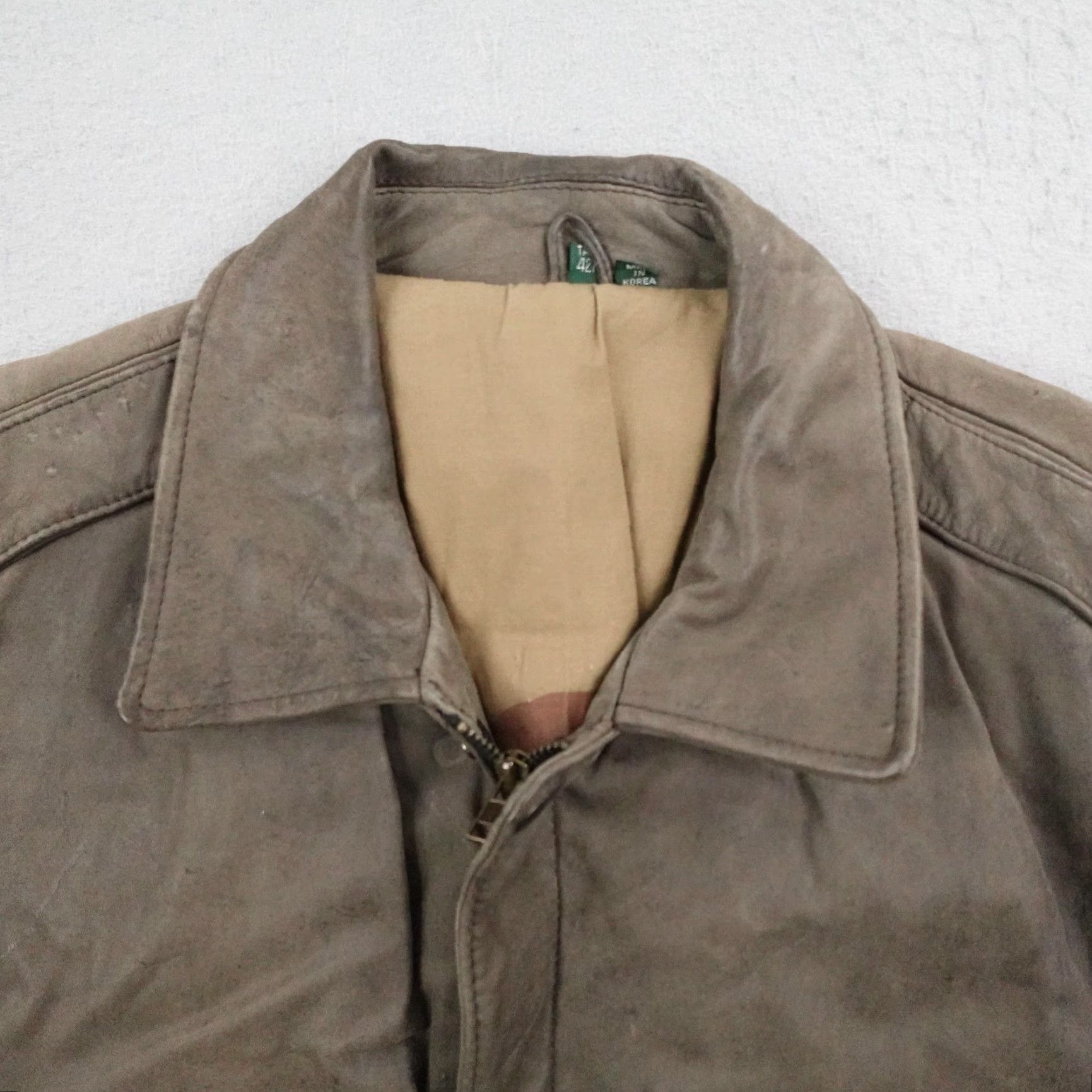 Vintage VINTAGE Hunt Club Jacket Mens 42R Tall Brown Leather Bomber Camo Lined Coat Size US XS / EU 42 / 0 - 2 Thumbnail