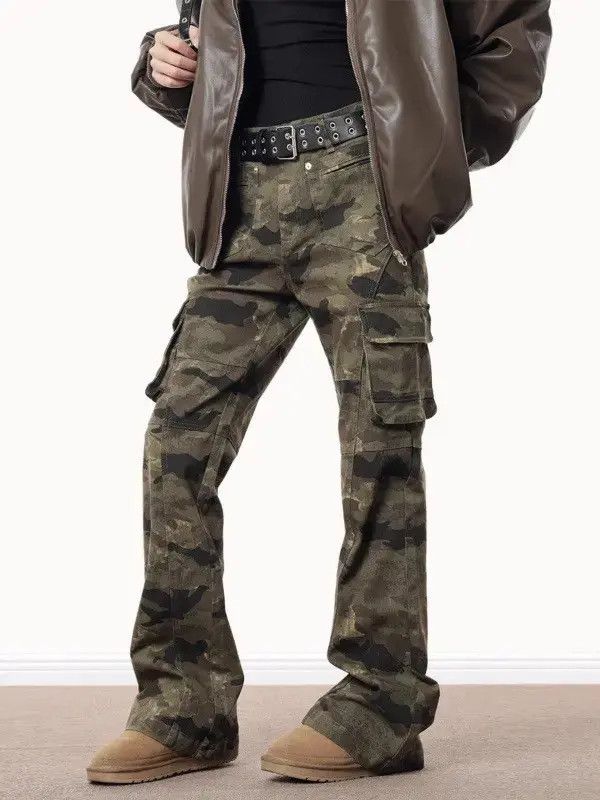 Retro camouflage pocket jeans