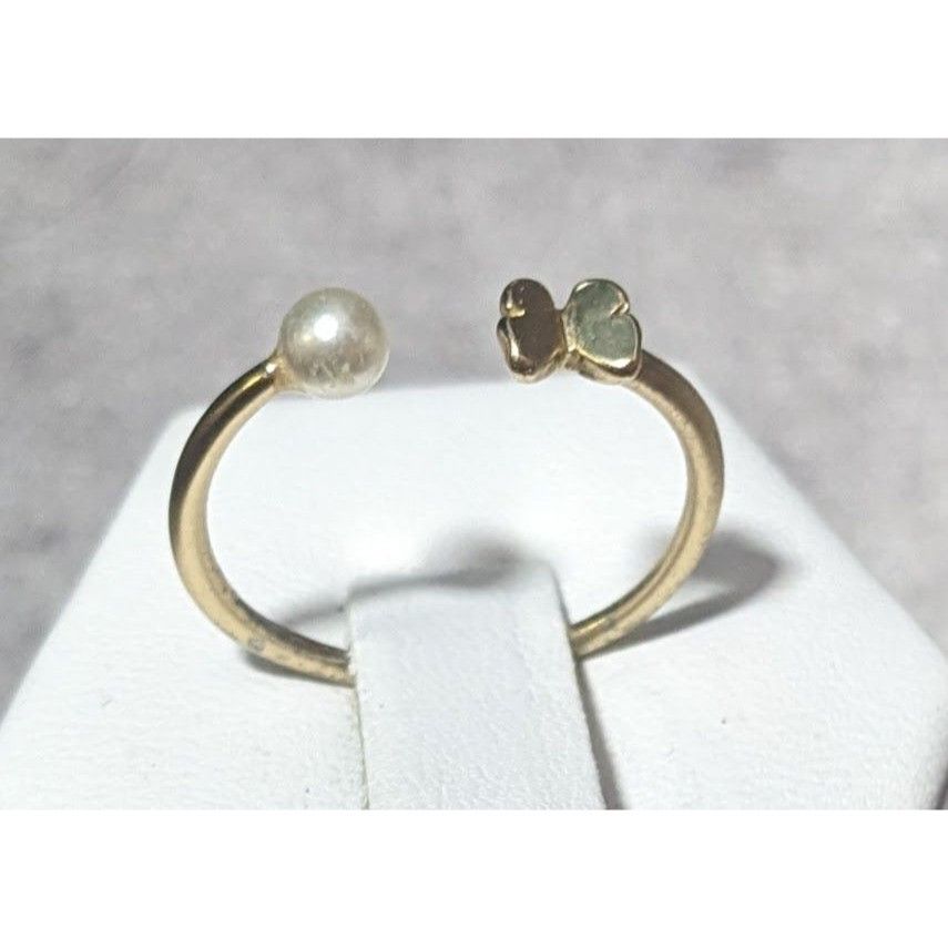 Other Minimalist Butterfly Faux Pearl Open Top Gold Tone Ring Size Size ONE SIZE - 9 Thumbnail