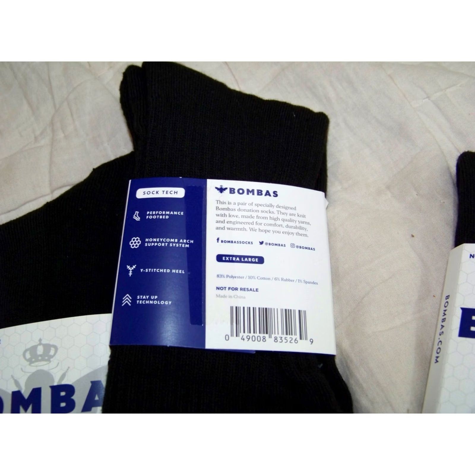 Vintage Bombas Socks Mens XL Mid Calf Black Crew Socks New Size ONE SIZE - 3 Thumbnail