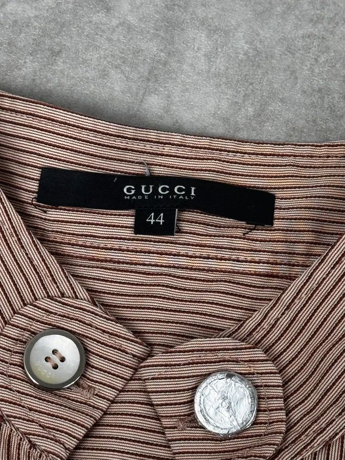 Gucci SS2007 Gucci Apricot Officer Collar Striped Shirt by Frida Giannini Size US M / EU 48-50 / 2 - 9 Thumbnail