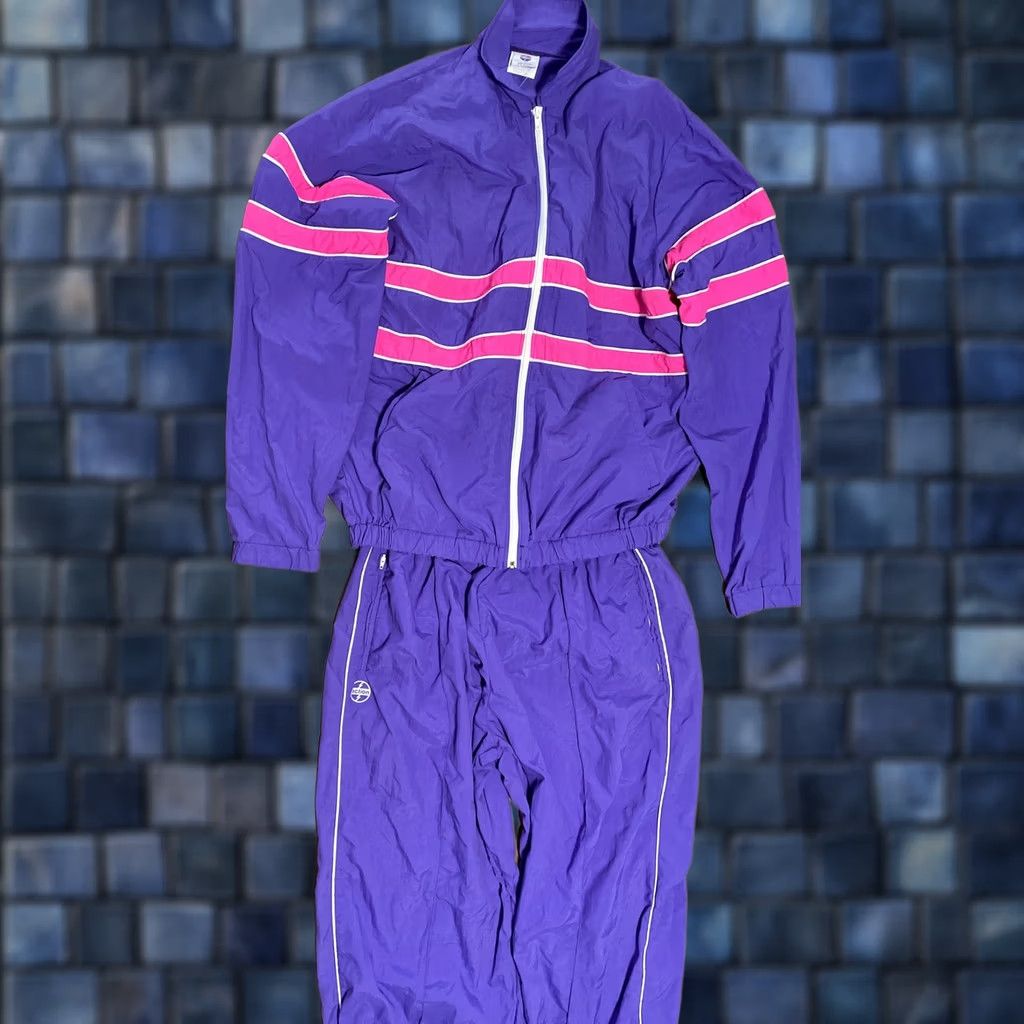 Vintage VINTAGE Action Tracksuit Windbreaker 2 Piece Purple Striped XL Women’s NWT 90s Made In USA Size XL / US 12-14 / IT 48-50 - 1 Thumbnail
