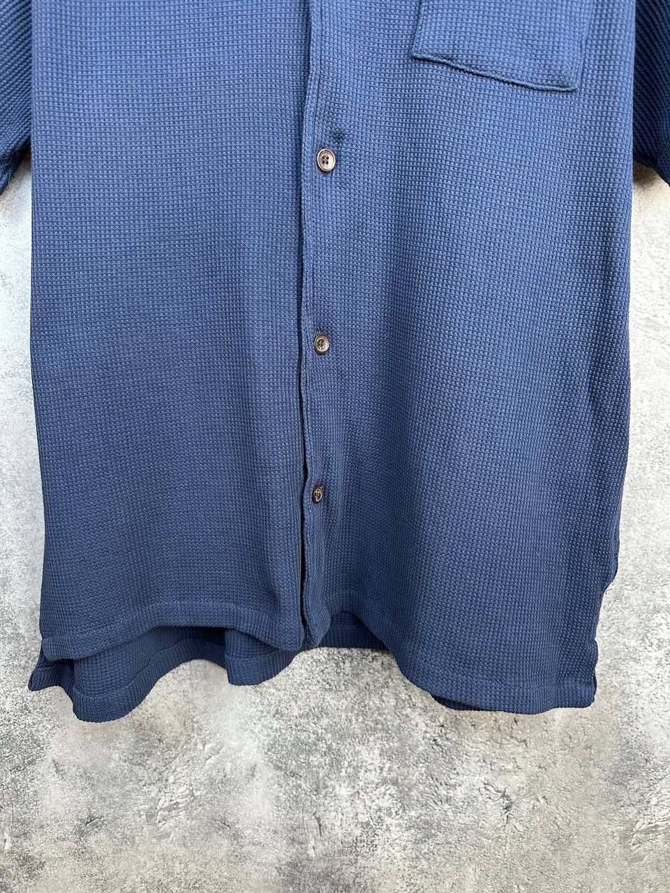 Percival Percival Cuban Collar Waffle Shirt Navy Short Sleeve Size US XXL / EU 58 / 5 - 6 Thumbnail