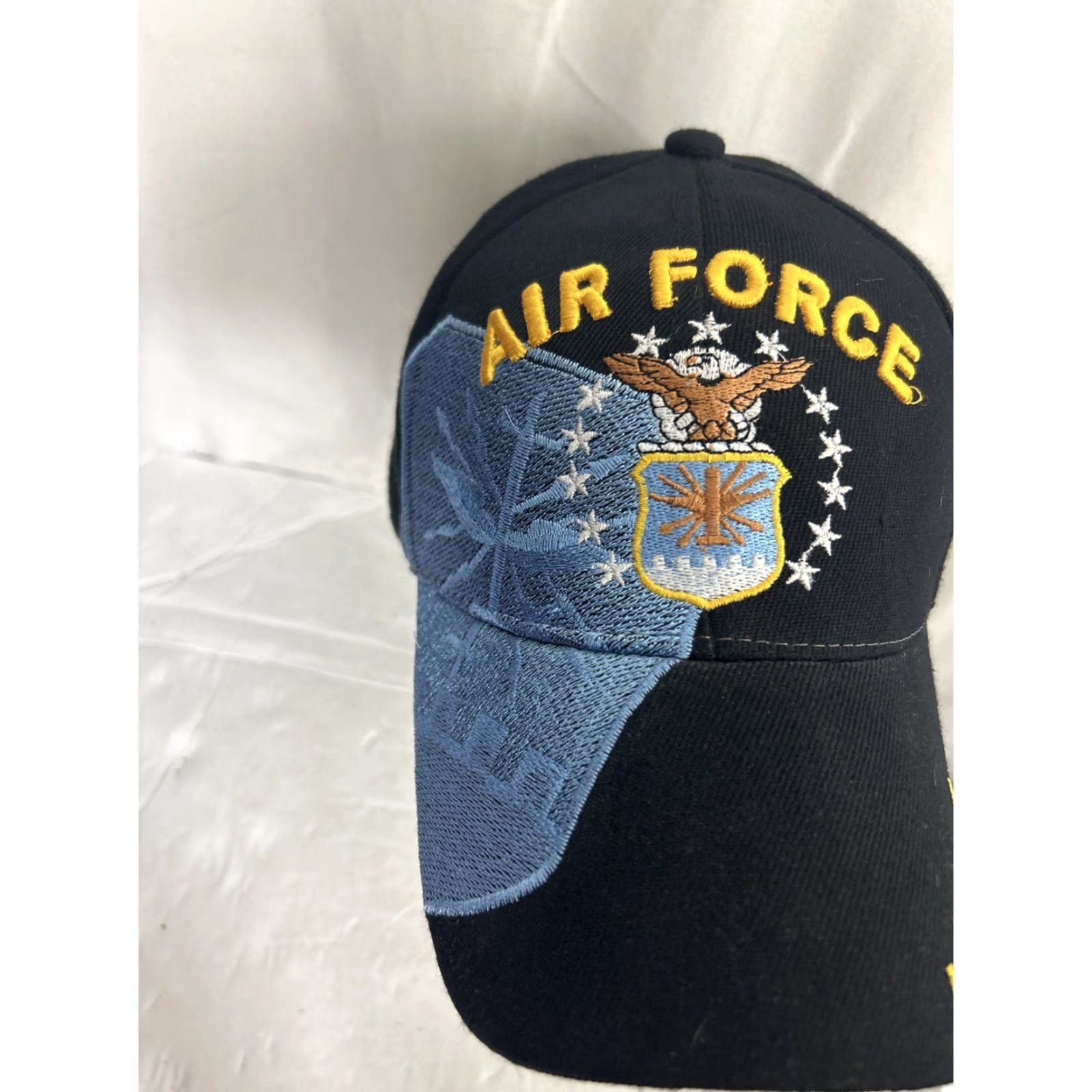 Vintage United States Air Force Baseball Hat Strap Back Hook Loop Black Embroidered Men One Size Ballcap Size ONE SIZE - 4 Thumbnail
