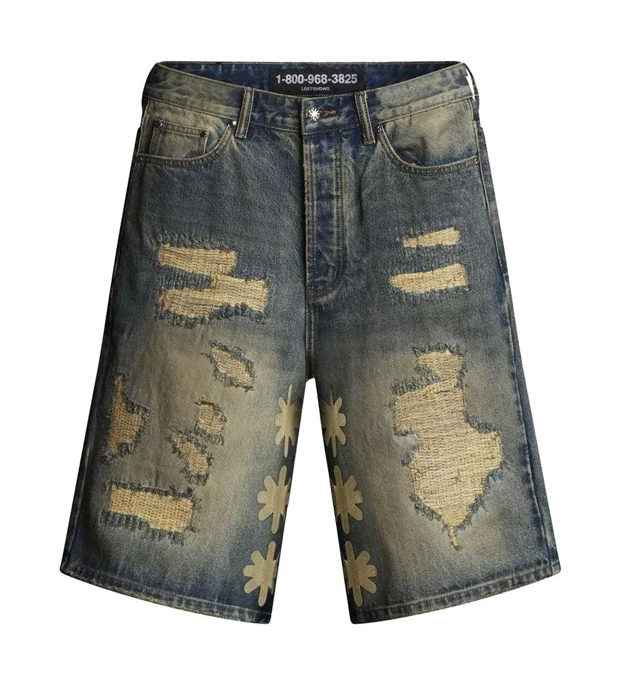 LOSTSHDWS Lost Shdws Distressed Denim Shorts Blue/Bone Size US 32 / EU 48 - 1 Thumbnail