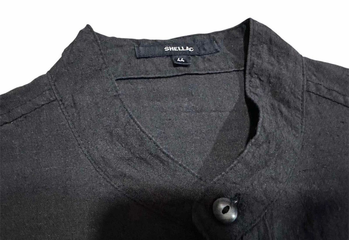🔥Y2K Archived Shellac Black Hemp Shirt Collarless Goth Punk