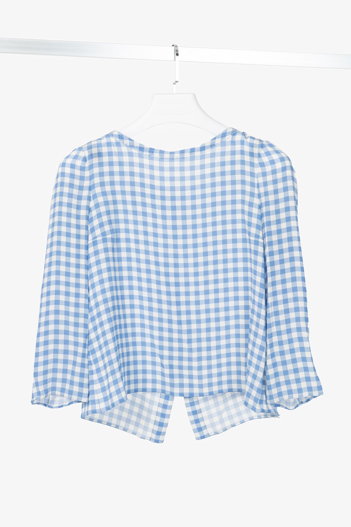 Prada Prada AW13 Blue Gingham Silk Crepe Blouse Size S / US 4 / IT 40 - 1 Thumbnail