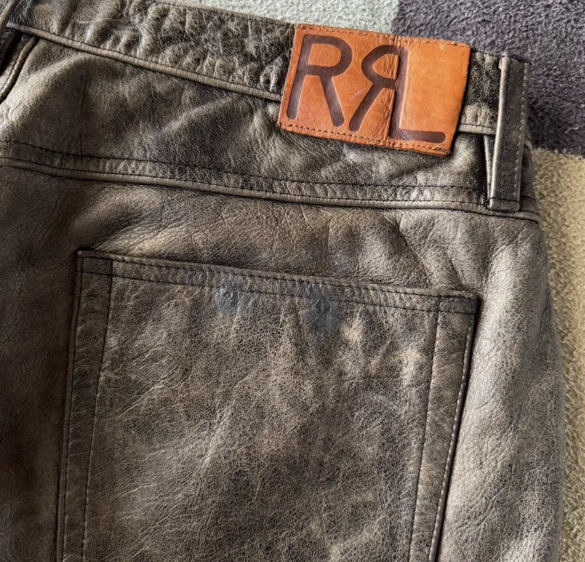 RRL Ralph Lauren RRL Ralph Lauren Double RL Leather Pants K22 Size US 34 / EU 50 - 8 Thumbnail