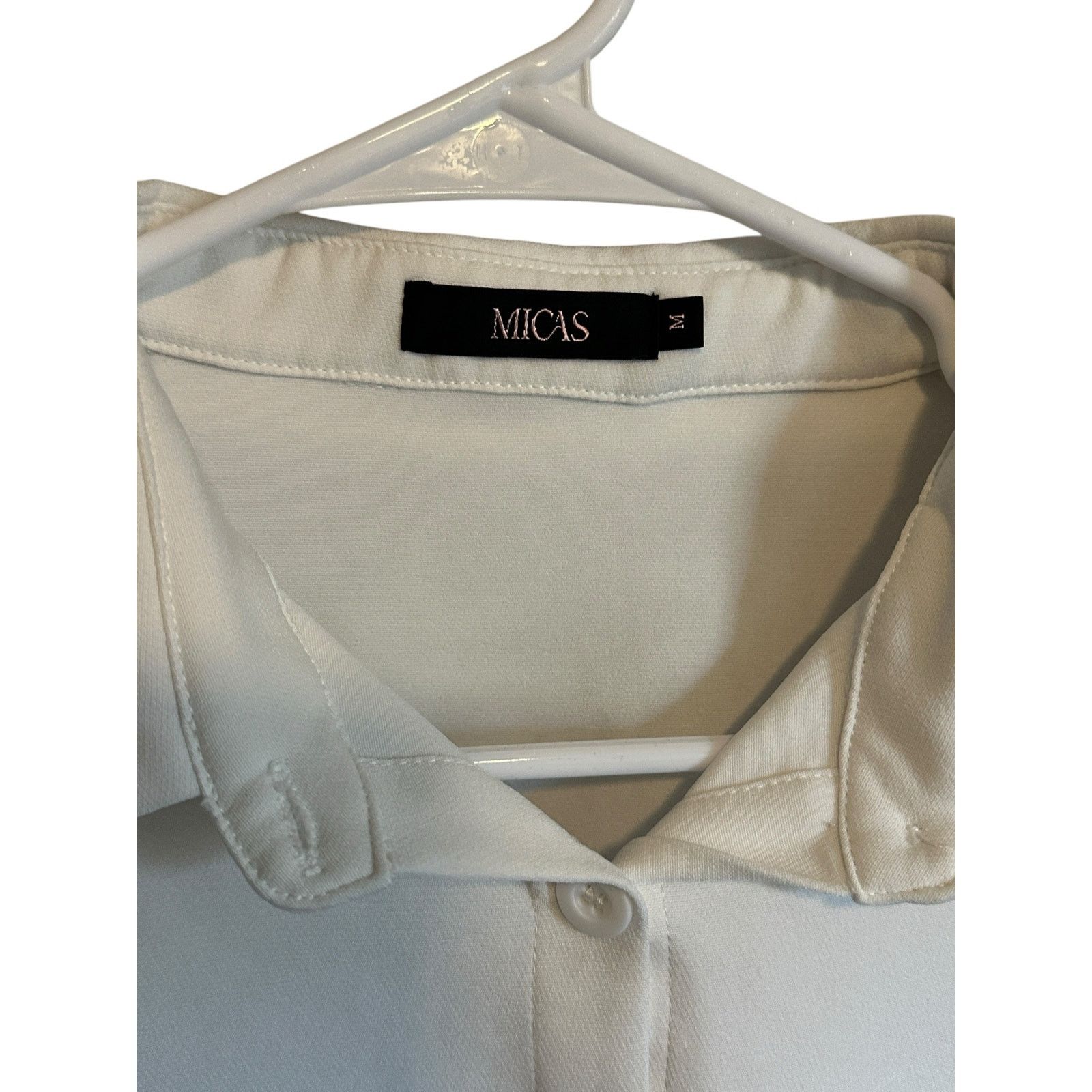 Other Micas White Cropped Short Sleeve Collared Button Up Blouse Size M / US 6-8 / IT 42-44 - 5 Thumbnail