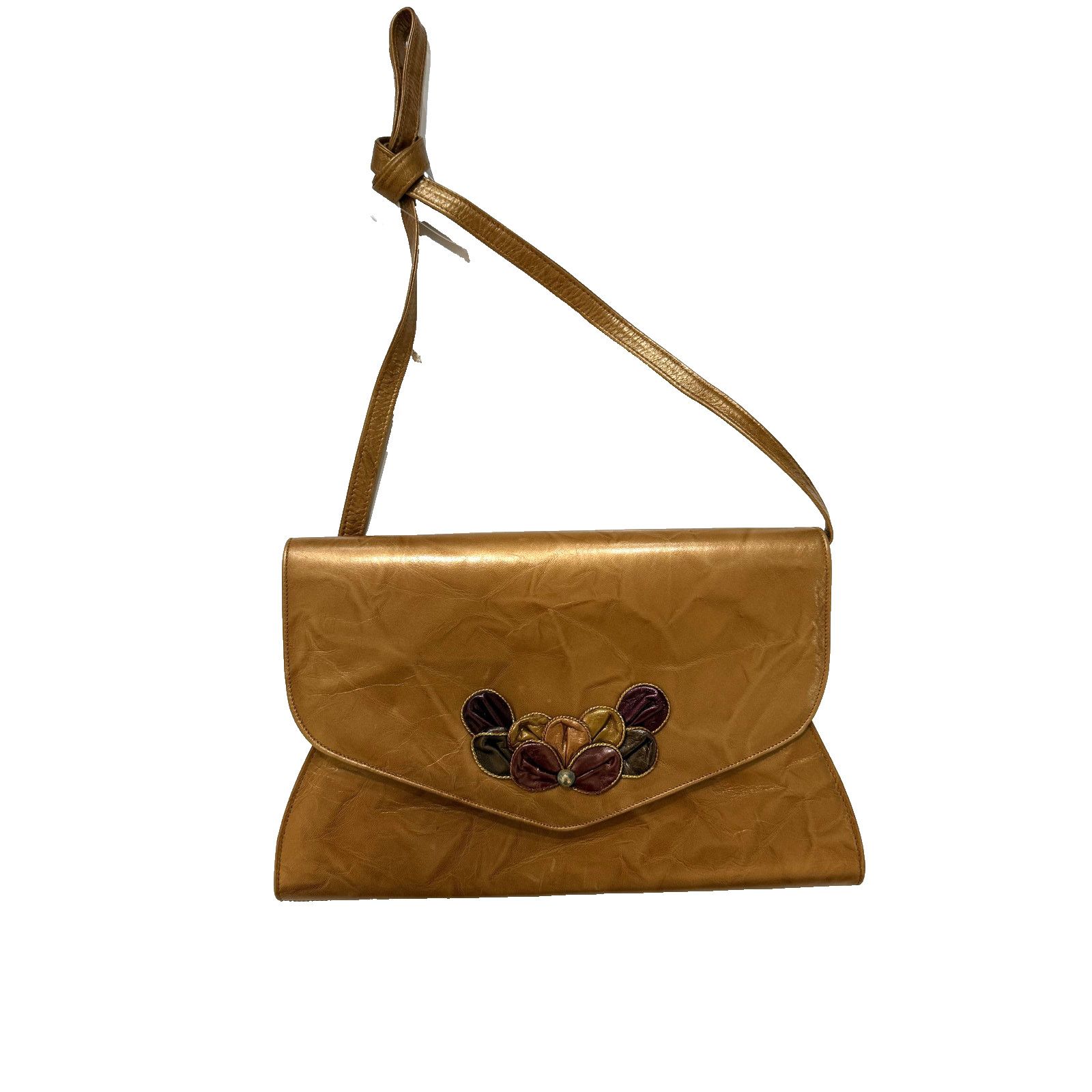 & Other Stories Vintage Adrienne Clutch Purse Tan Brown Appliqué Retro 70s Size ONE SIZE - 2 Thumbnail