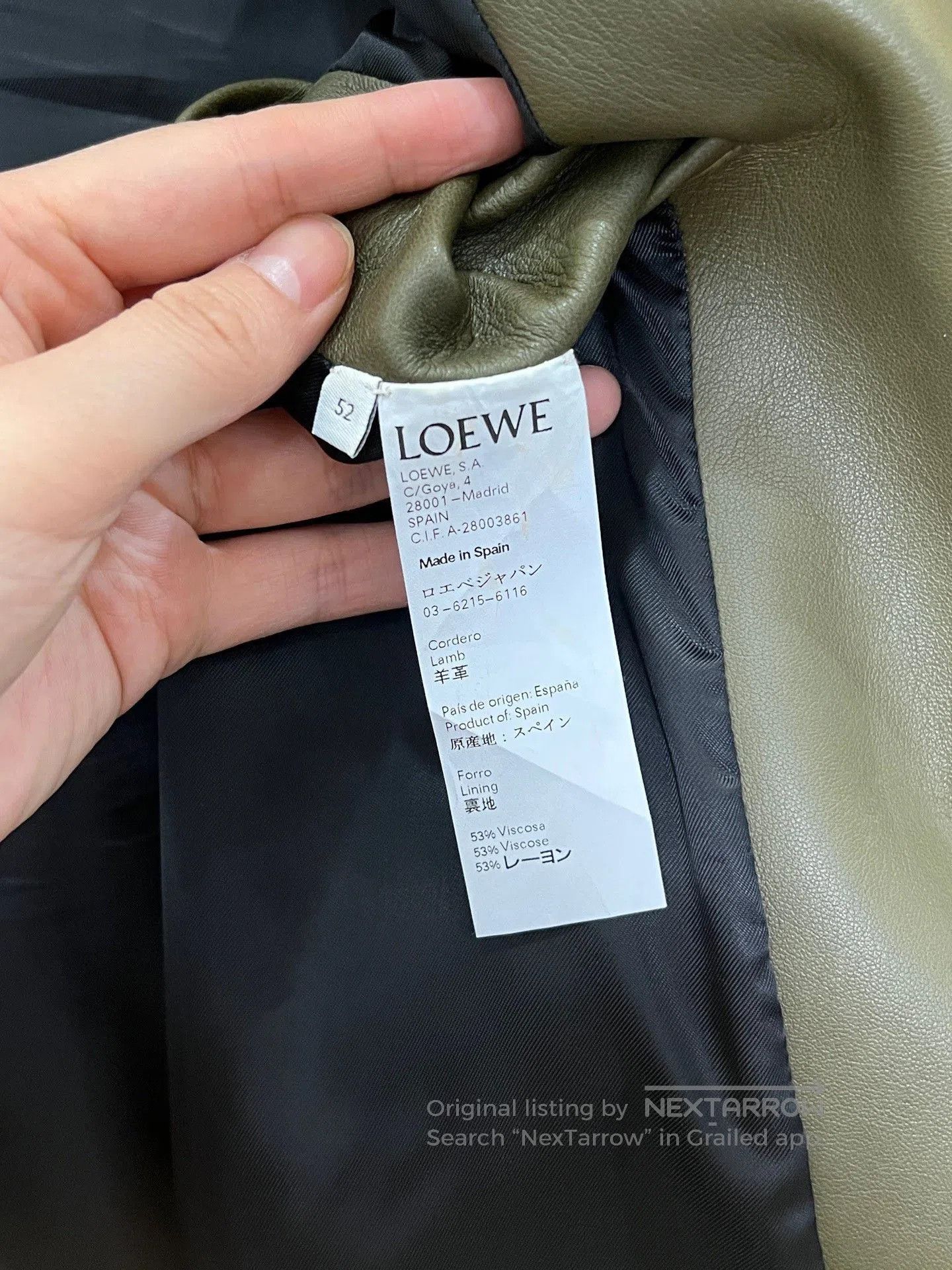 Loewe Loewe Military Green Biker Leather Jacket. Size US L / EU 52-54 / 3 - 4 Thumbnail