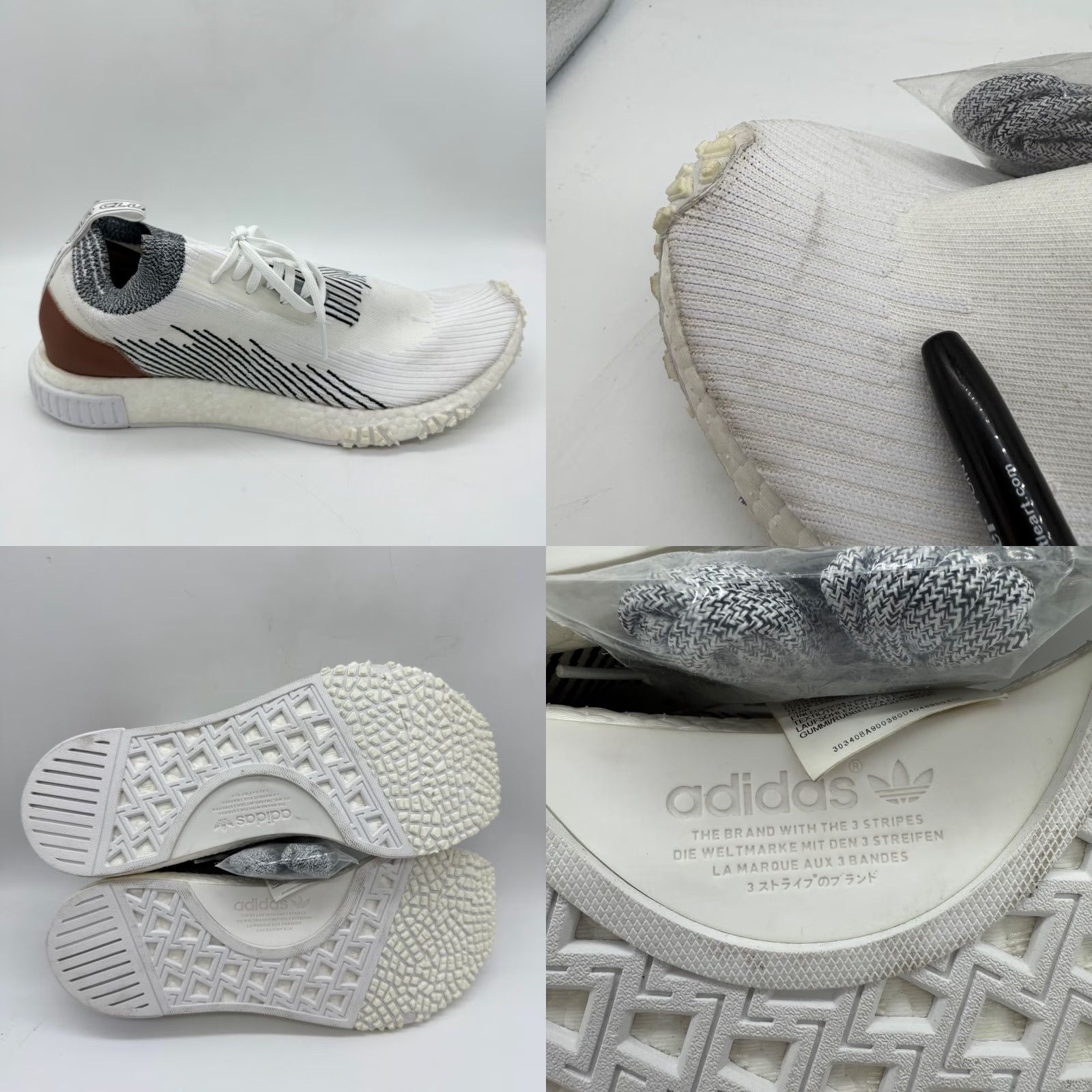 Adidas Adidas Mens White X NMD Racer Sneakers Lace Up Sz 11.5 Monaco White Sneakers Mens Shoes Size US 12 / EU 45 - 8 Thumbnail