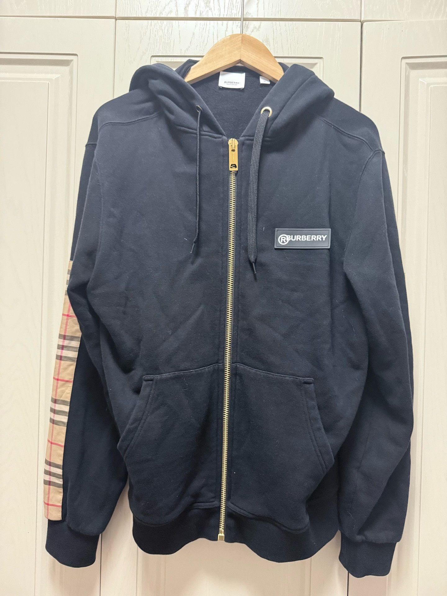 Burberry Burberry Black Spliced Arm Check Zip Jacket Size US M / EU 48-50 / 2 - 1 Thumbnail
