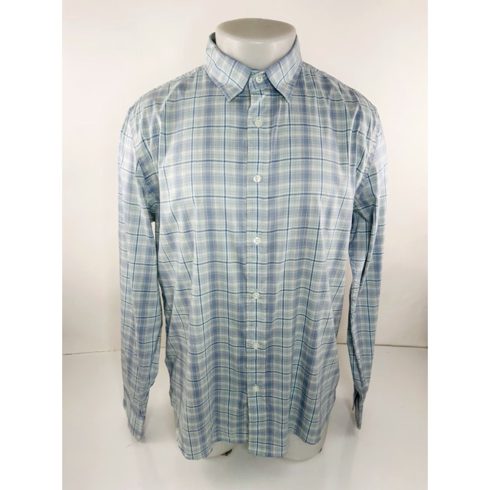 Faherty Faherty Movement Collection Plaid Lightweight L Shirt / Button-Up / Long Sleeve / Light Green Blue White / Men / Size L / V1 Size US L / EU 52-54 / 3 - 2 Thumbnail