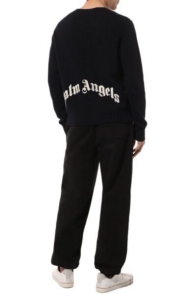 Palm Angels o1in1s0225 Q:1 / Curved Logo Sweater in Navy Blue/White Size US S / EU 44-46 / 1 - 2 Thumbnail