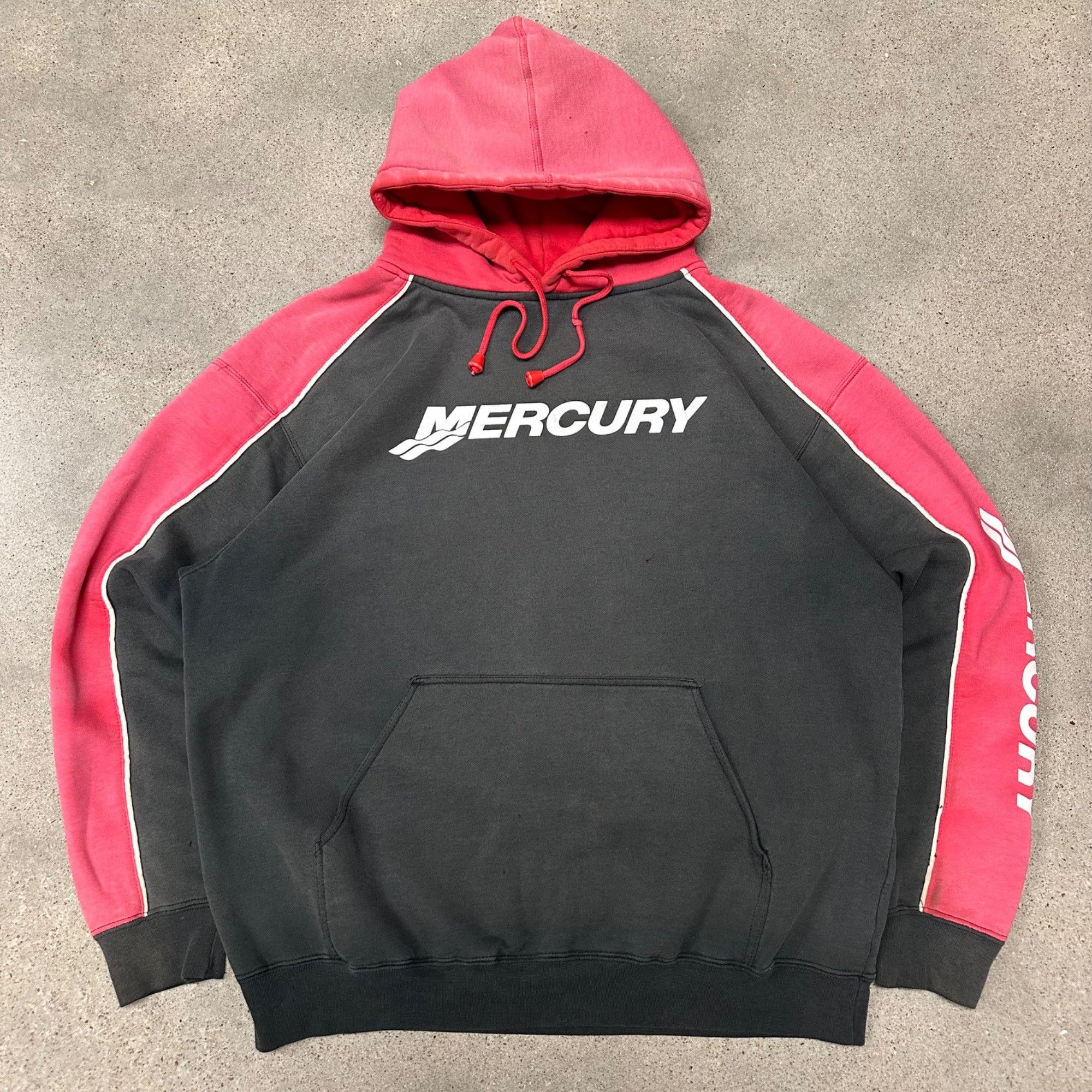 Vintage Vintage 90s Mercury Boats Two Tone Faded Hoodie Sweatshirt Size US XL / EU 56 / 4 - 1 Thumbnail