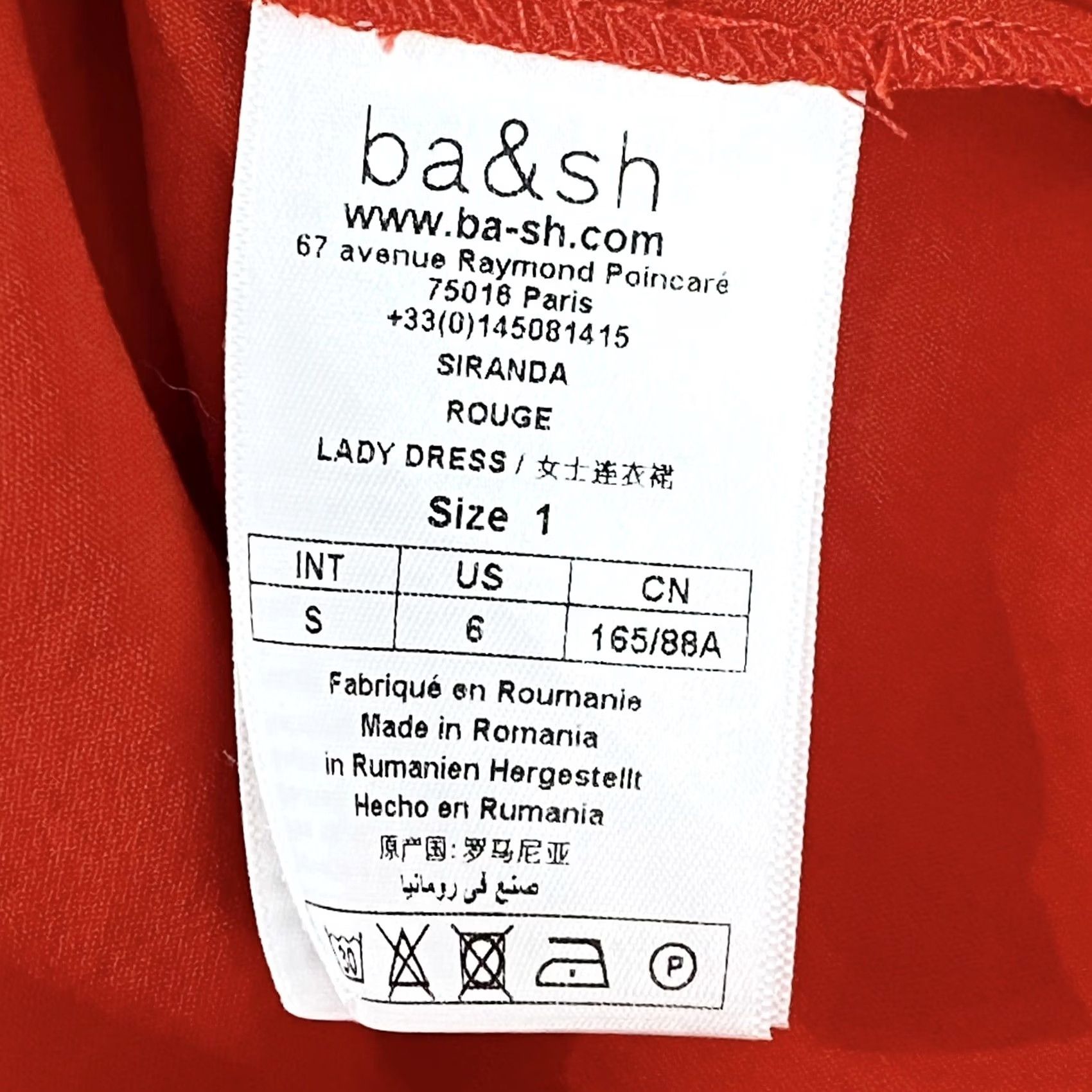 ba&sh ba&sh Siranda Red Open Back Tie Belt Dress UK 10 Regular Women Knee Length V-Neck Short Sleeve Party Cocktail Vintage No Pattern Pre Loved Vgc Size L / US 10 / IT 46 - 6 Thumbnail