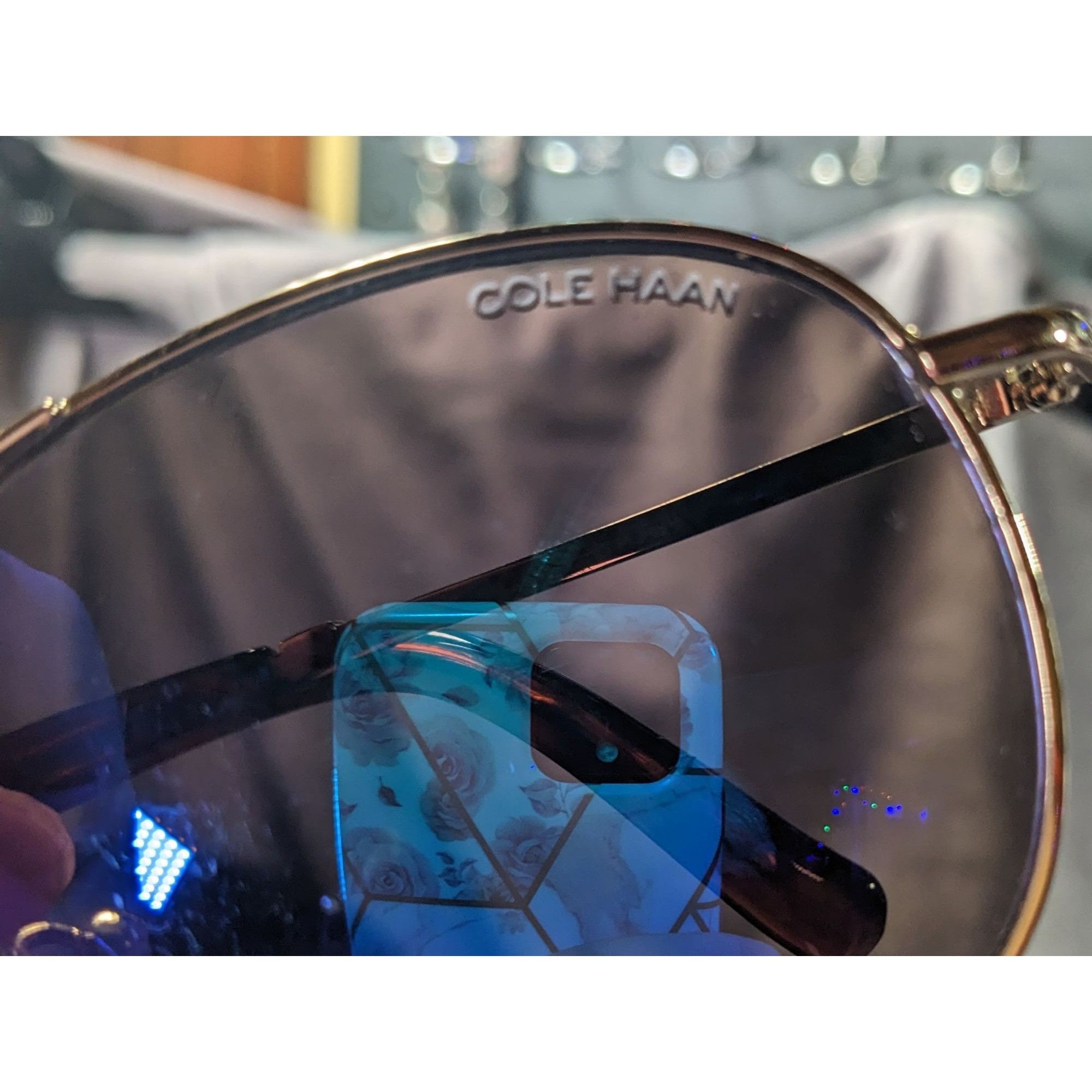 Cole Haan Cole Haan C669 Silver Tone And Tortoise Blue Mirror Aviator Size ONE SIZE - 6 Thumbnail