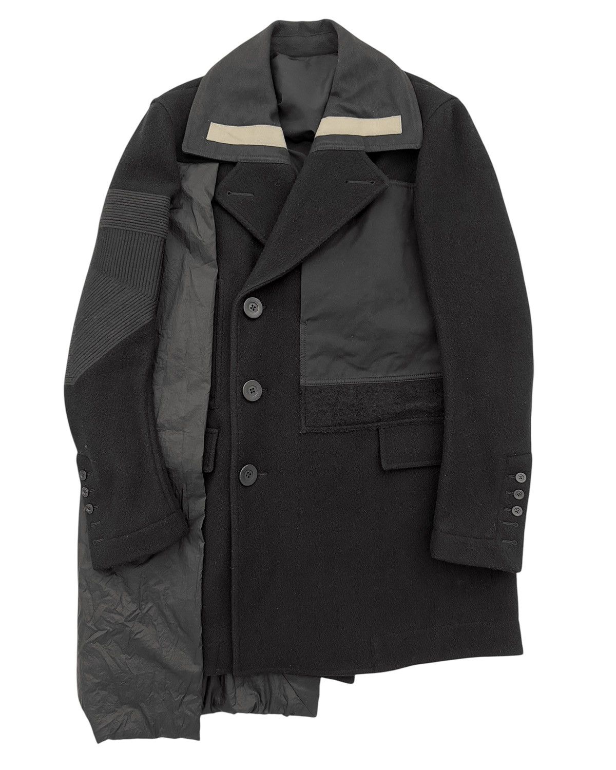 Pre-owned Rick Owens 2015 Sphinx Multi Patch Down Cape Coat In Black