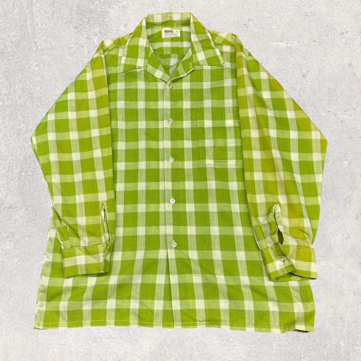 Vintage 1960s Vintage Green Plaid Shirt Size US M / EU 48-50 / 2 - 1 Thumbnail