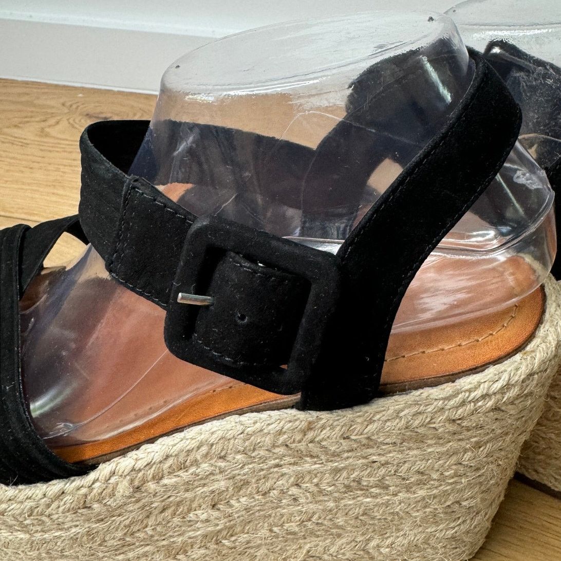 SCHUTZ NEW Schutz Blisse Nubuck Black Chunky Platform Sandal Size US 9.5 / IT 39.5 - 8 Thumbnail