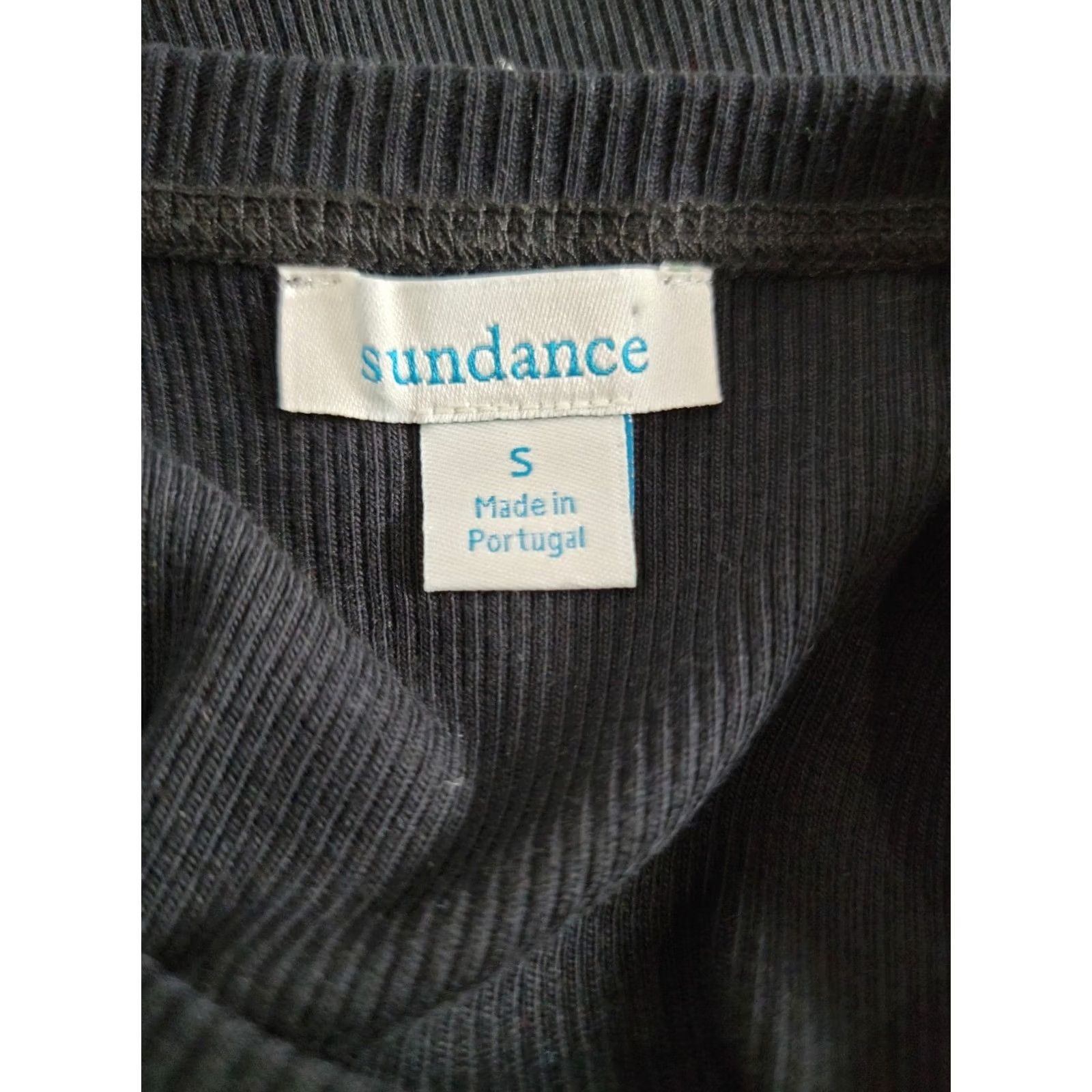 Vintage Sundance Womens Small Black Short Sleeve Ribbed Knit T-Shirt Top Cotton Casual Size S / US 4 / IT 40 - 3 Thumbnail