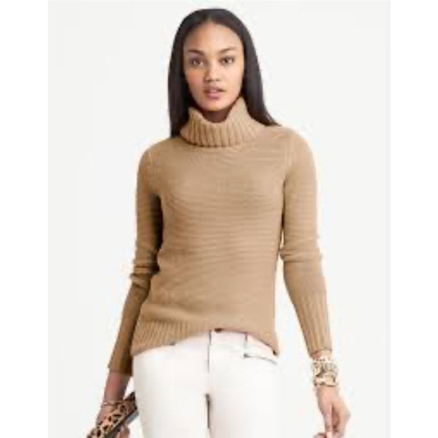 Banana Republic Banana Republic Camel Wool/Viscose Textured Turtleneck,S Size S / US 4 / IT 40 - 1 Thumbnail