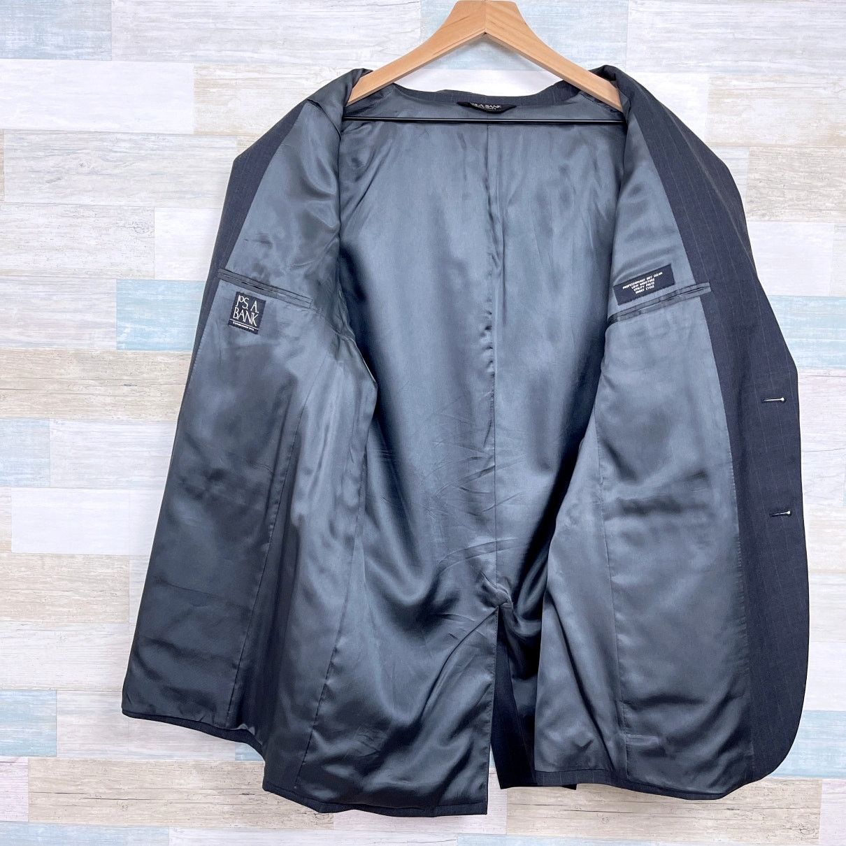 Jos. A. Bank Jos A Bank Wool Pinstripe Suit Charcoal Gray Mens 42L Jacket Size 42L - 5 Thumbnail