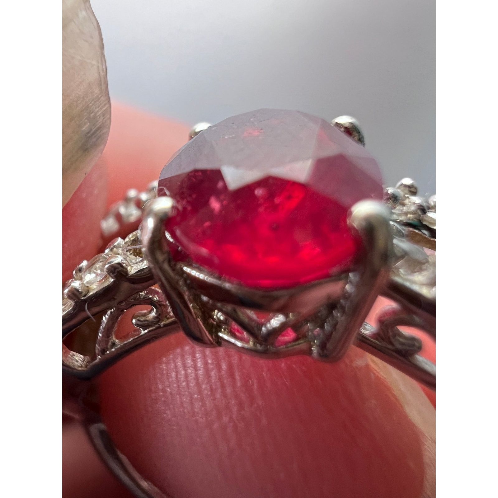 Other Ruby and zircon crisscross sterling silver ring size 9 Size ONE SIZE - 9 Thumbnail