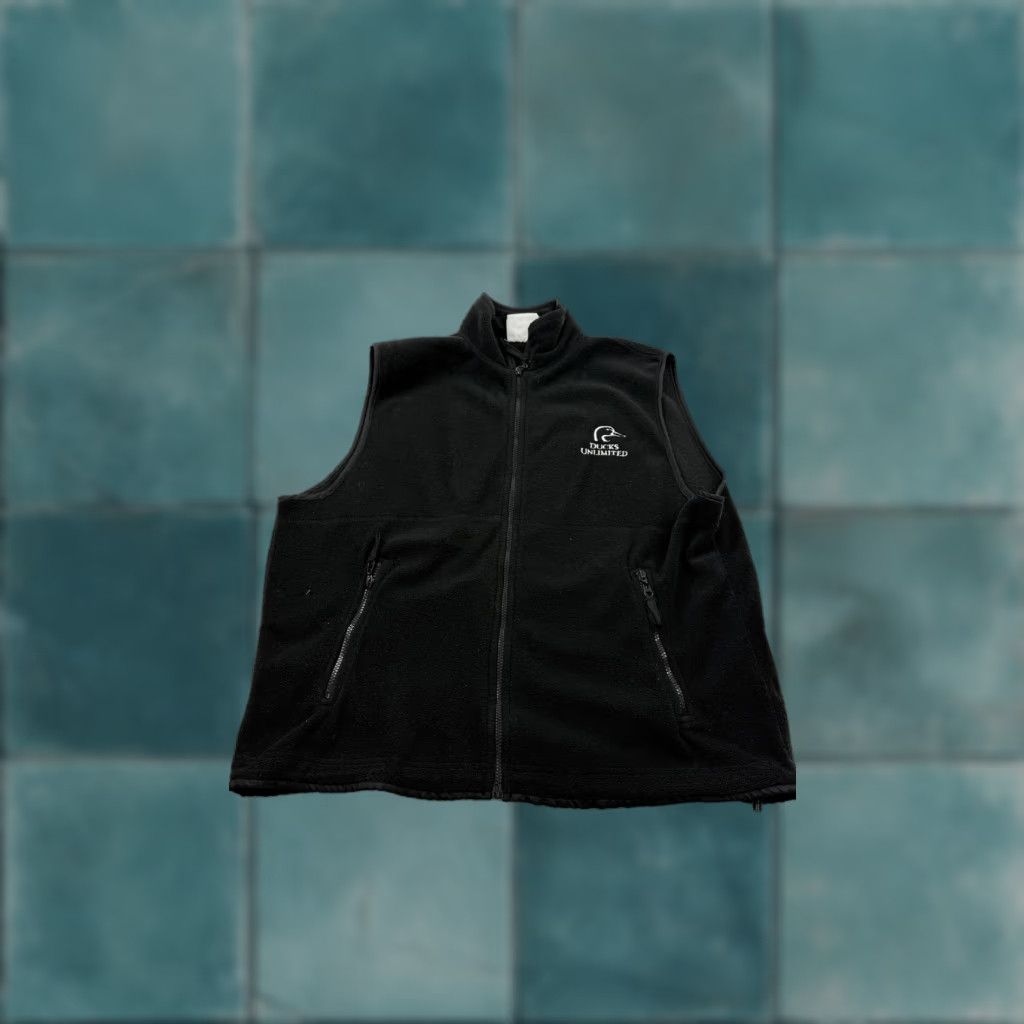 Vintage Ducks Unlimited Vest Mens XL Black Fleece Full Zip Outdoors Windbreaker Size US XL / EU 56 / 4 - 1 Thumbnail