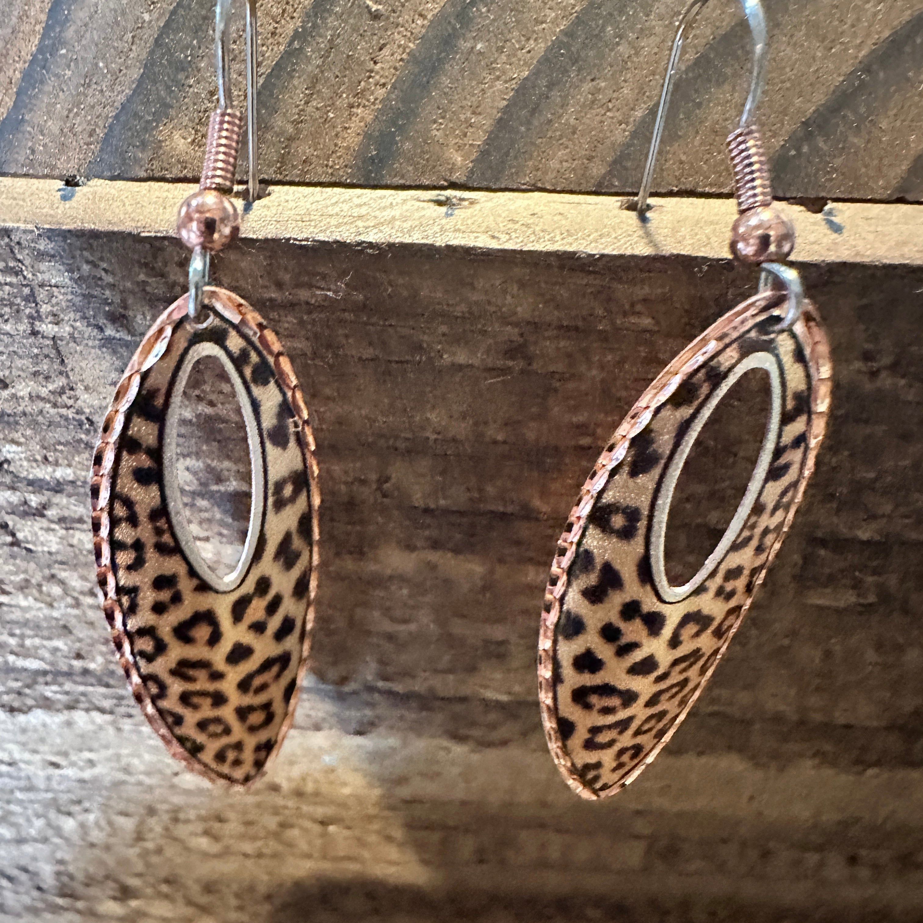 Other Handmade Boho Copper Earrings, Tear Drop Leopard Wire Earrin Size ONE SIZE - 4 Thumbnail