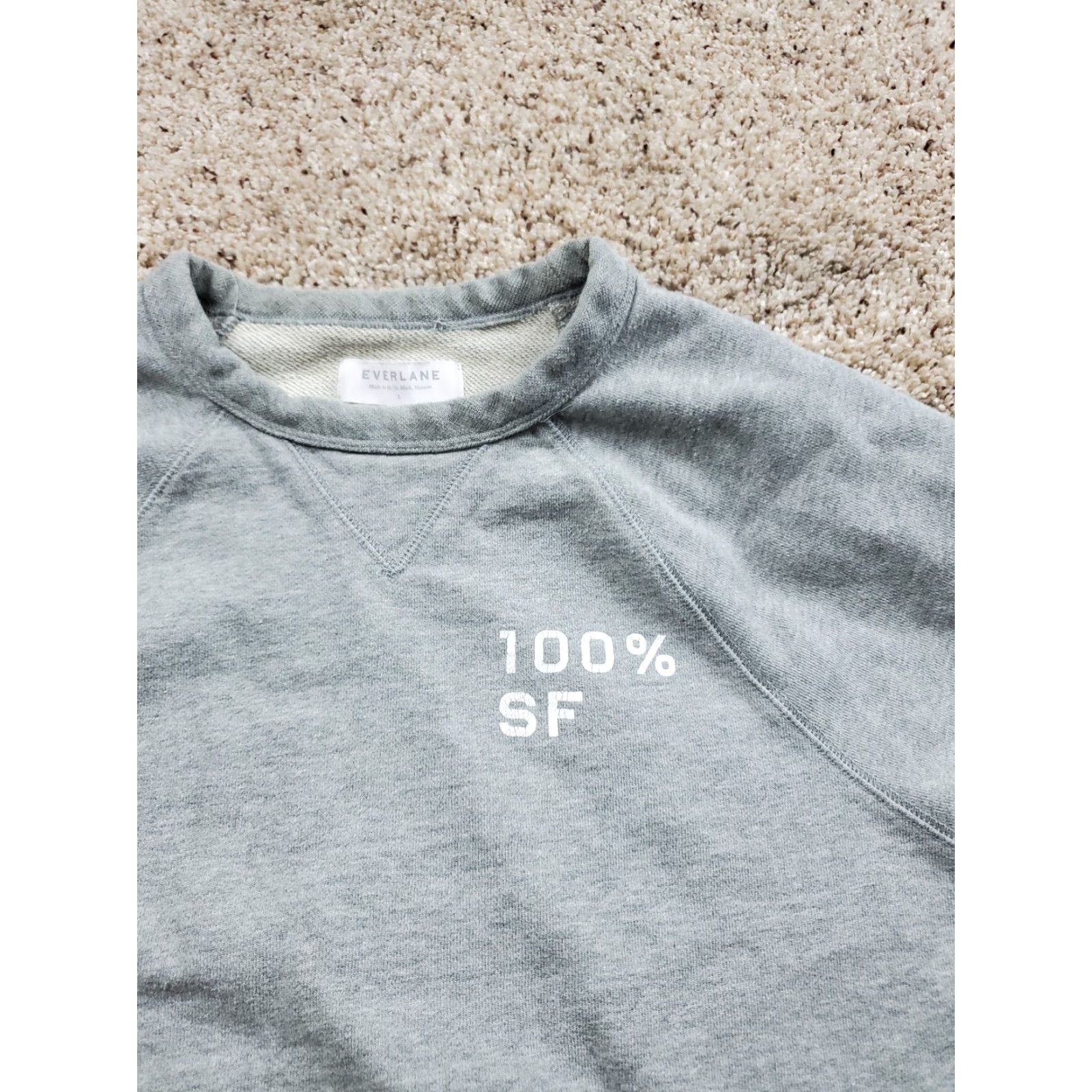 Everlane Everlane Sweatshirt Mens Large Gray 100% SF Crewneck Pullover Cotton Minimalist Knit Graphic Print Logo Casual Sleeves Long Sleeve Raglan Size US L / EU 52-54 / 3 - 4 Thumbnail