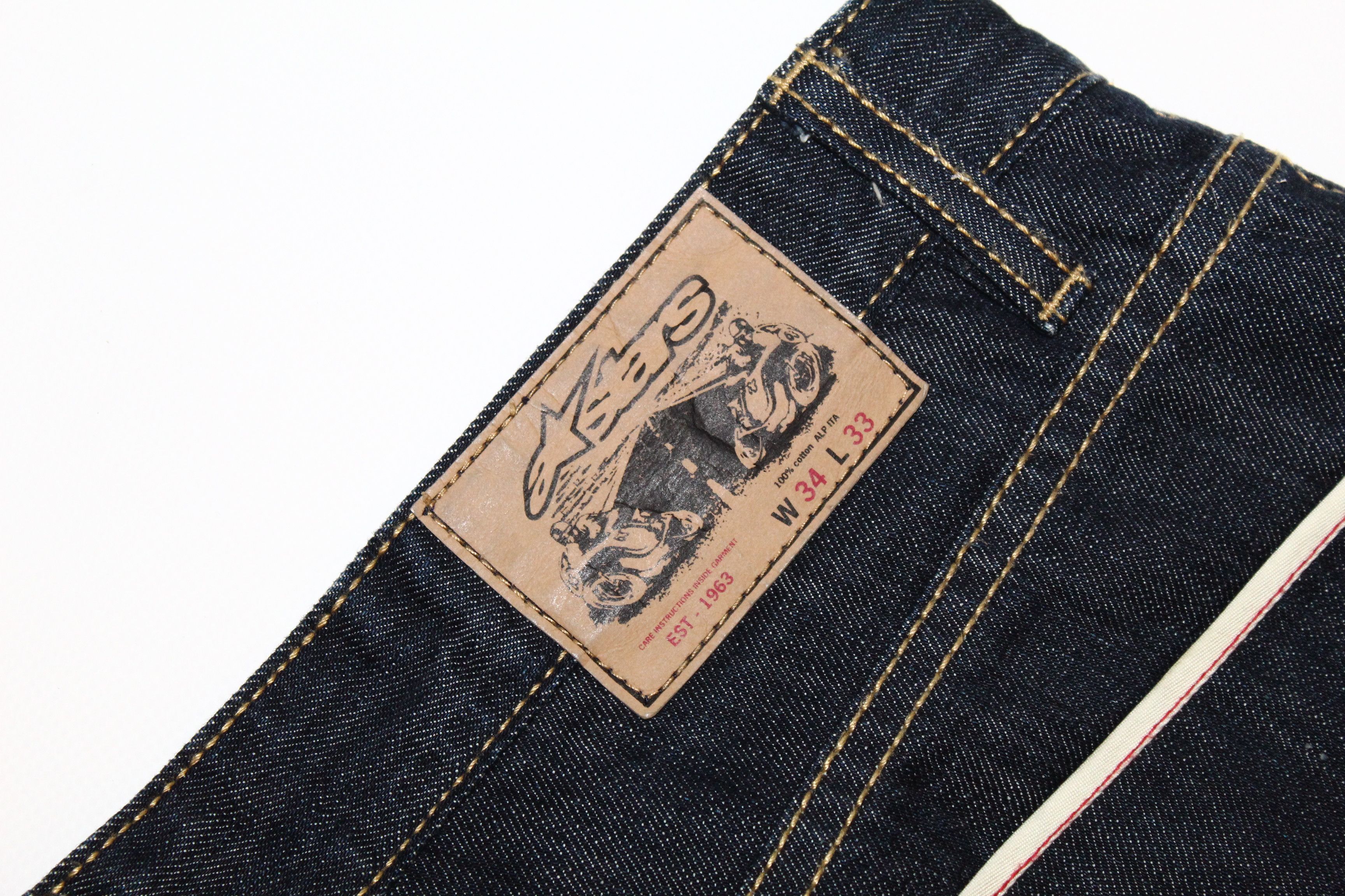 Alpinestars Vtg Alpinestars Rigid Selvedge Raw Denim Baggy Jeans Size US 34 / EU 50 - 13 Thumbnail