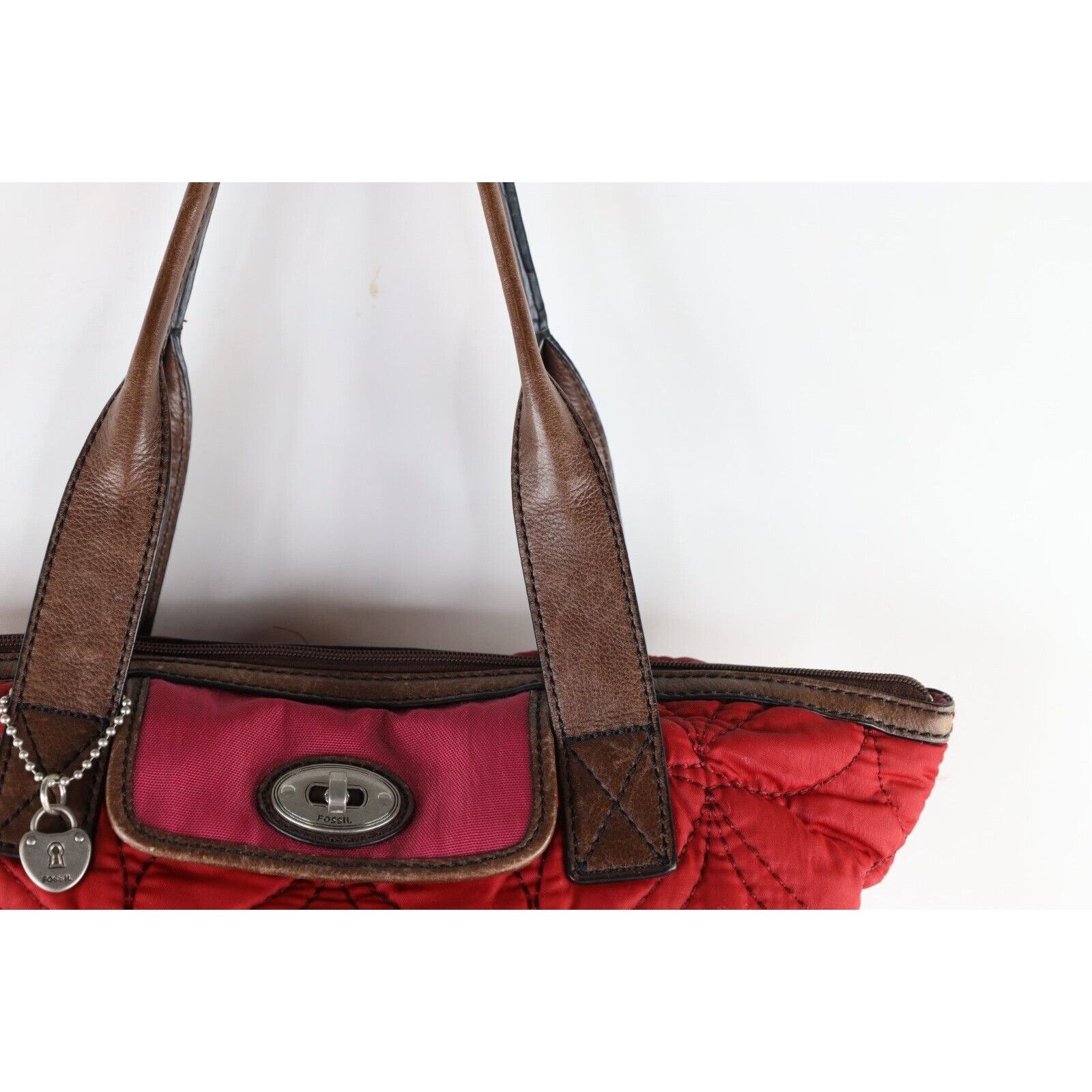 Fossil × Vintage Vintage 90s Y2K Fossil Key Per Leather Handled Quilted Bag Size ONE SIZE - 2 Thumbnail
